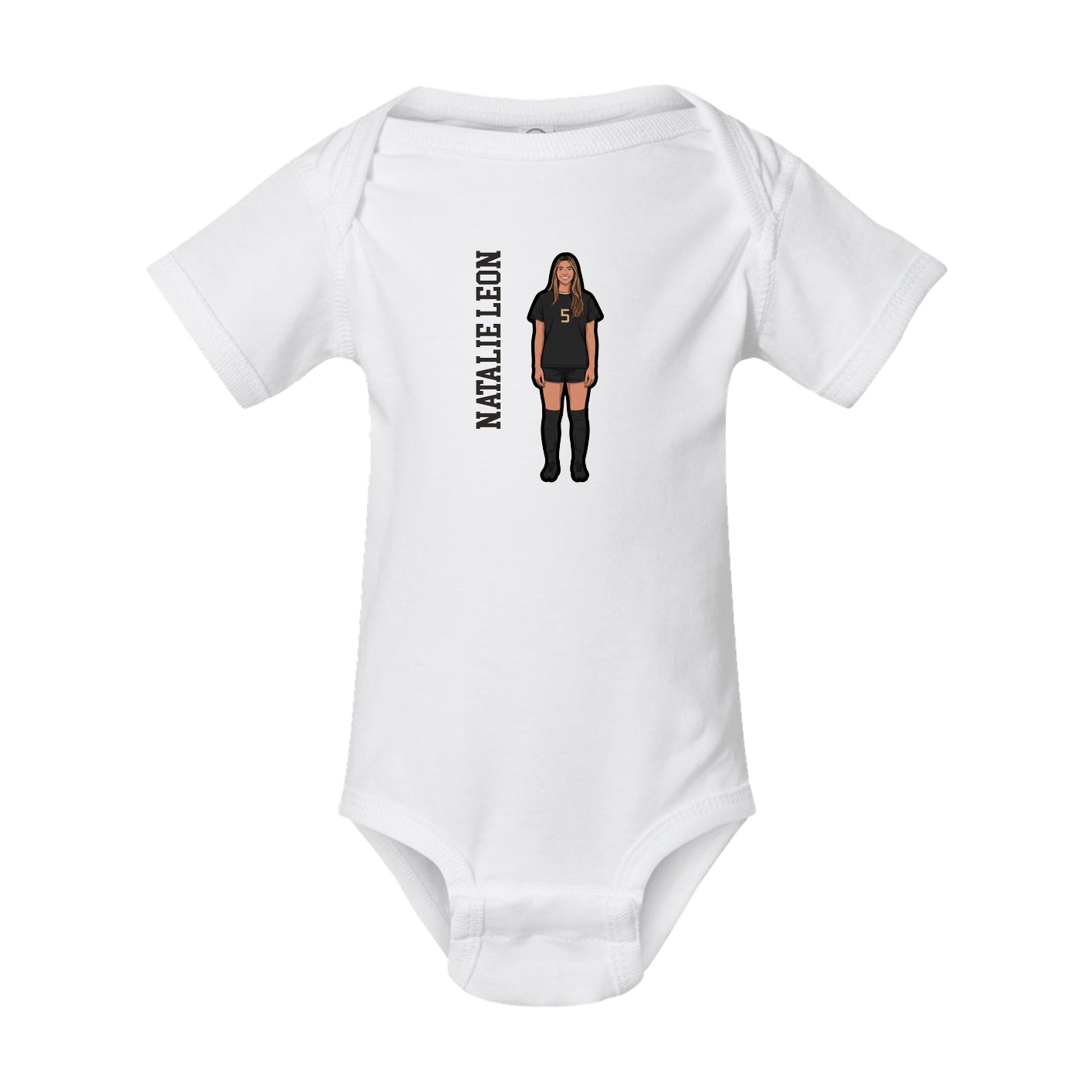 Baby Onesie — Name Vertical in White