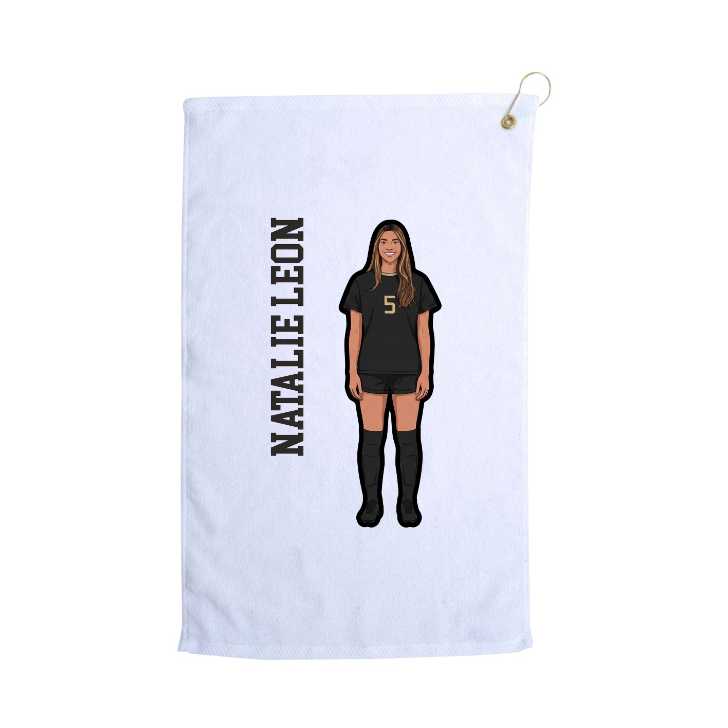 Golf Towel — Name Vertical in White