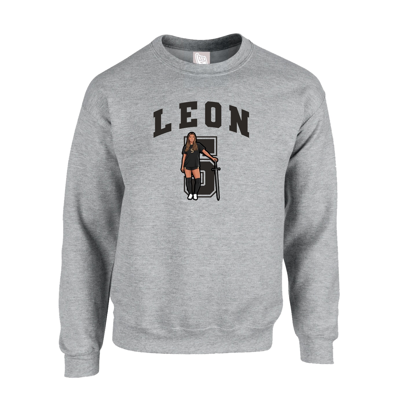 Fleece Crew — Number in Grey