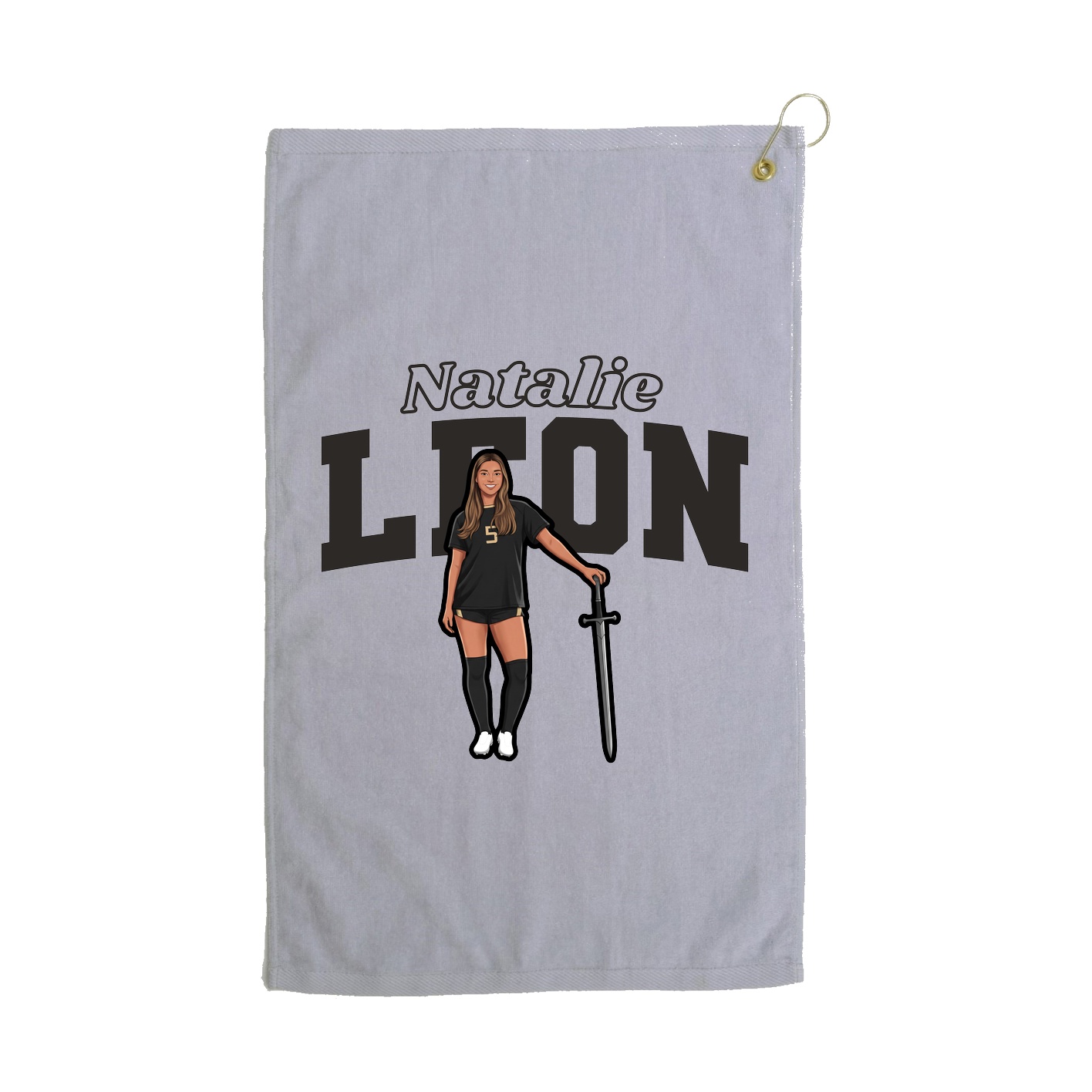 Golf Towel — Name Arch in Grey