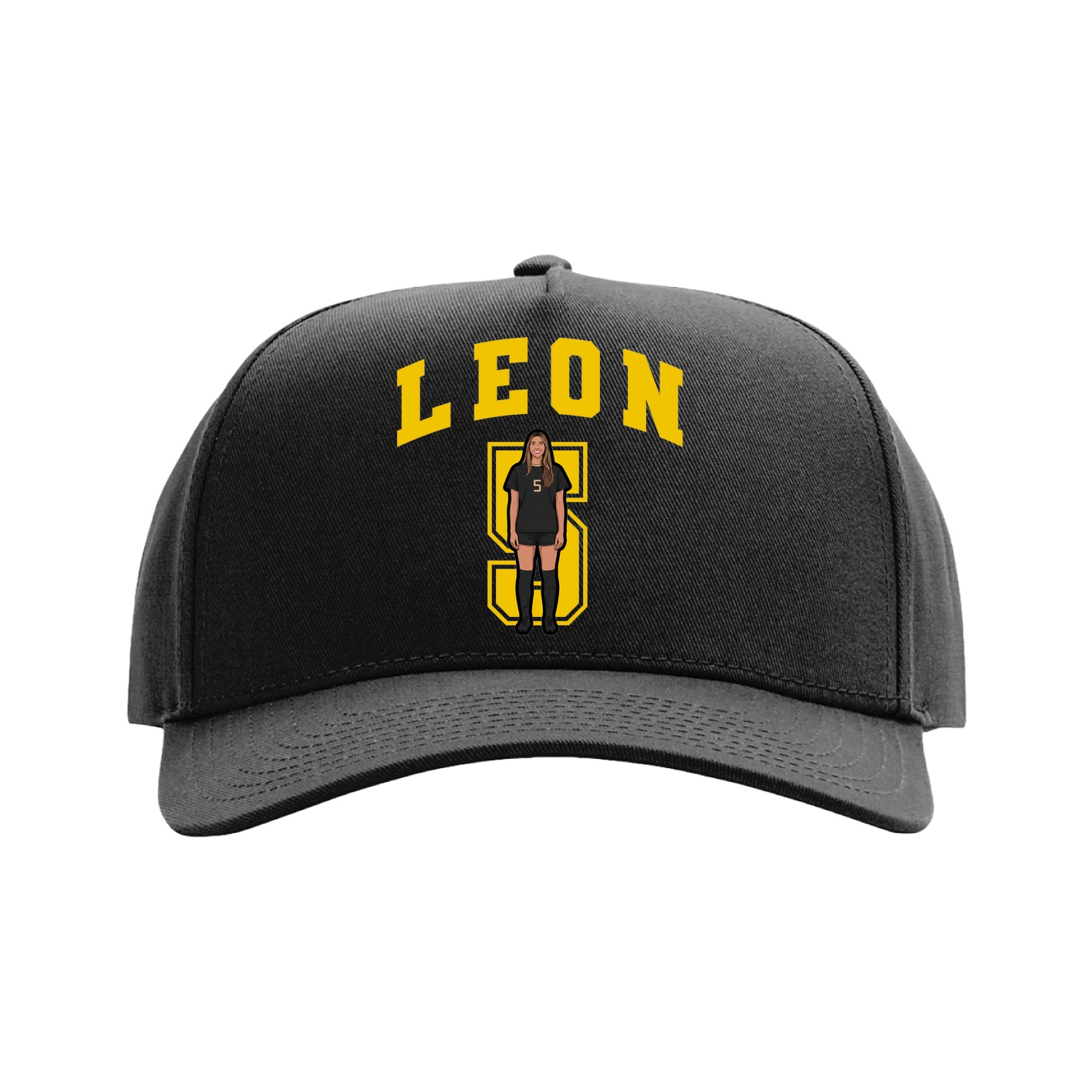 Full Fabric Five-Panel Champ Cap — Number in Black