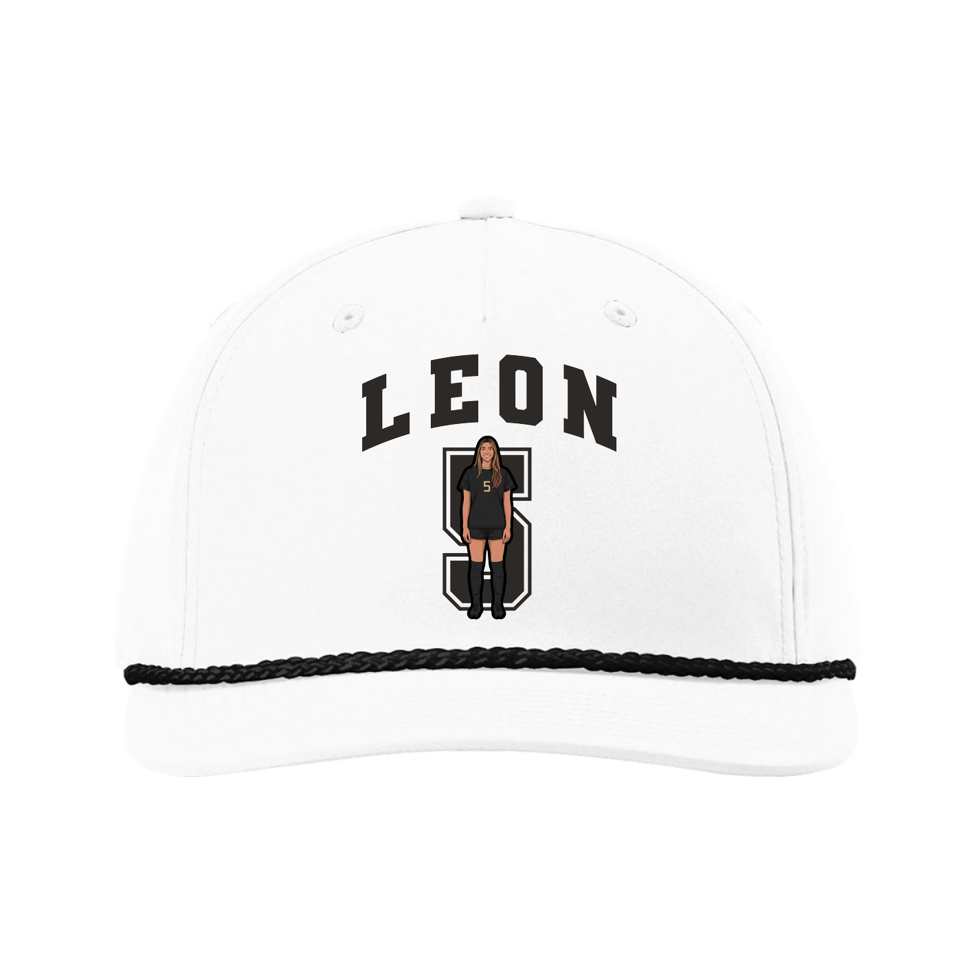 Five-Panel Classic Rope Cap — Number in White