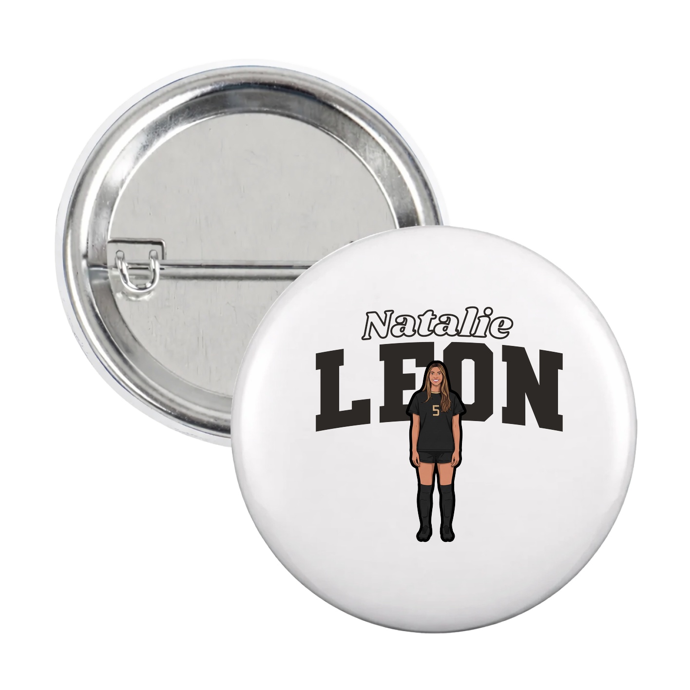 Game Day Button — Name Arch in White
