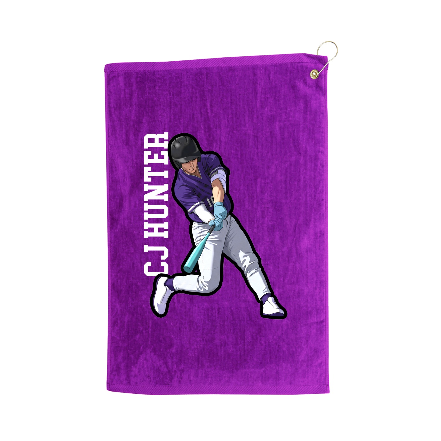 Golf Towel — Name Vertical in Purple