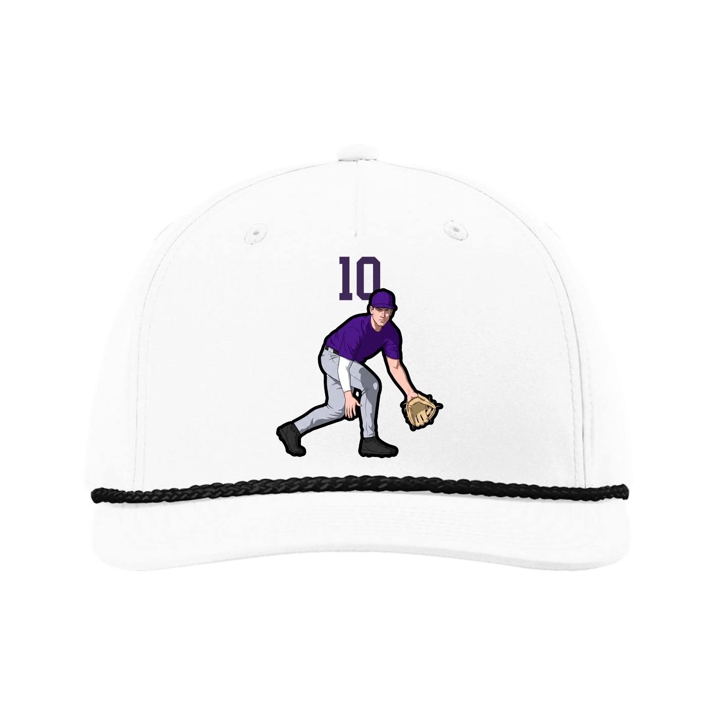 Five-Panel Classic Rope Cap — Number Top in White