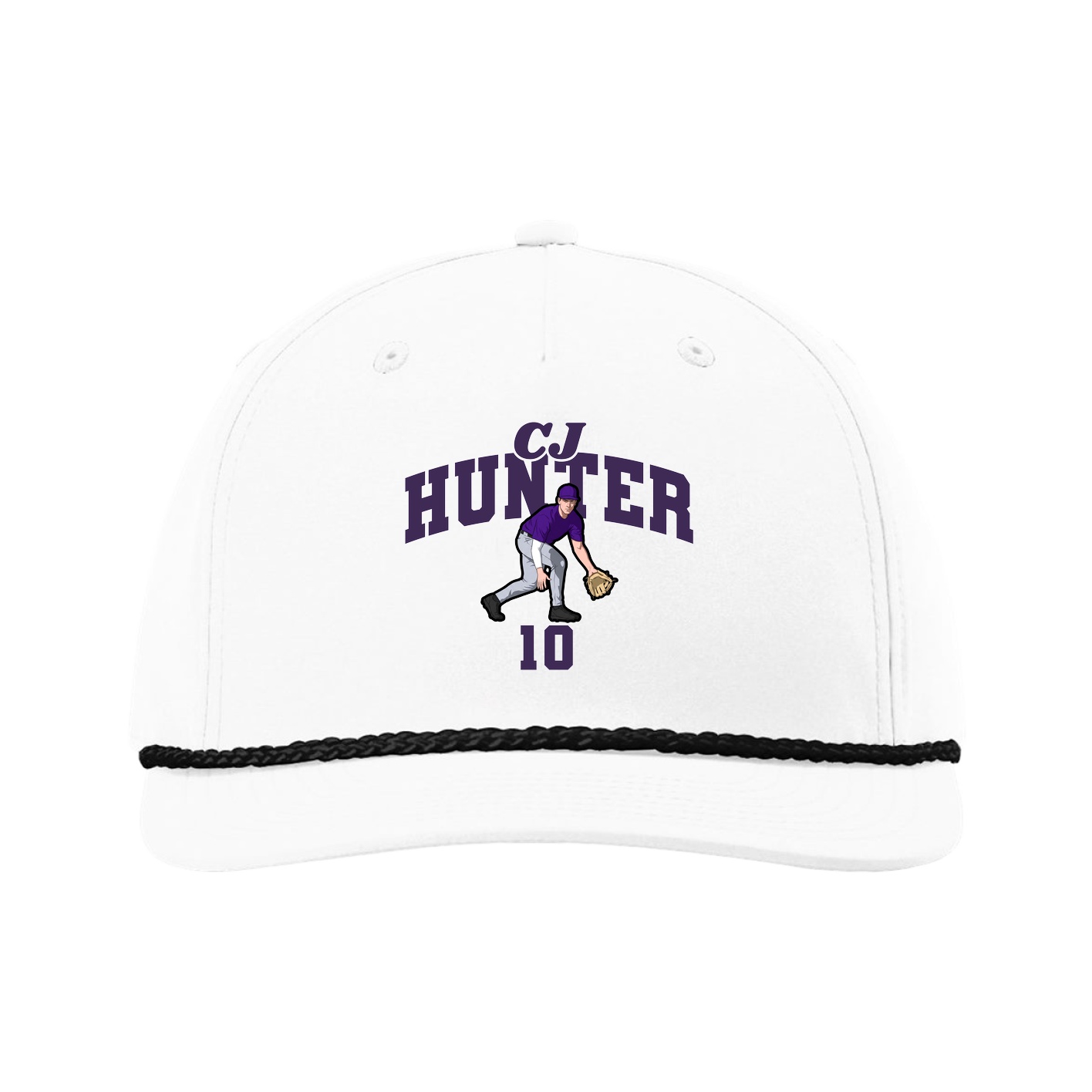 Five-Panel Classic Rope Cap — Signature Arch in White
