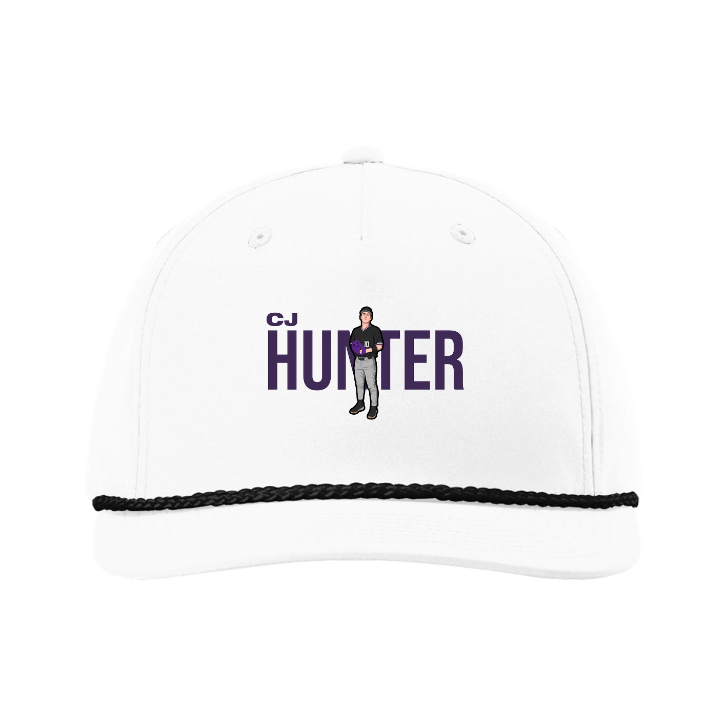 Five-Panel Classic Rope Cap — Player Name in White