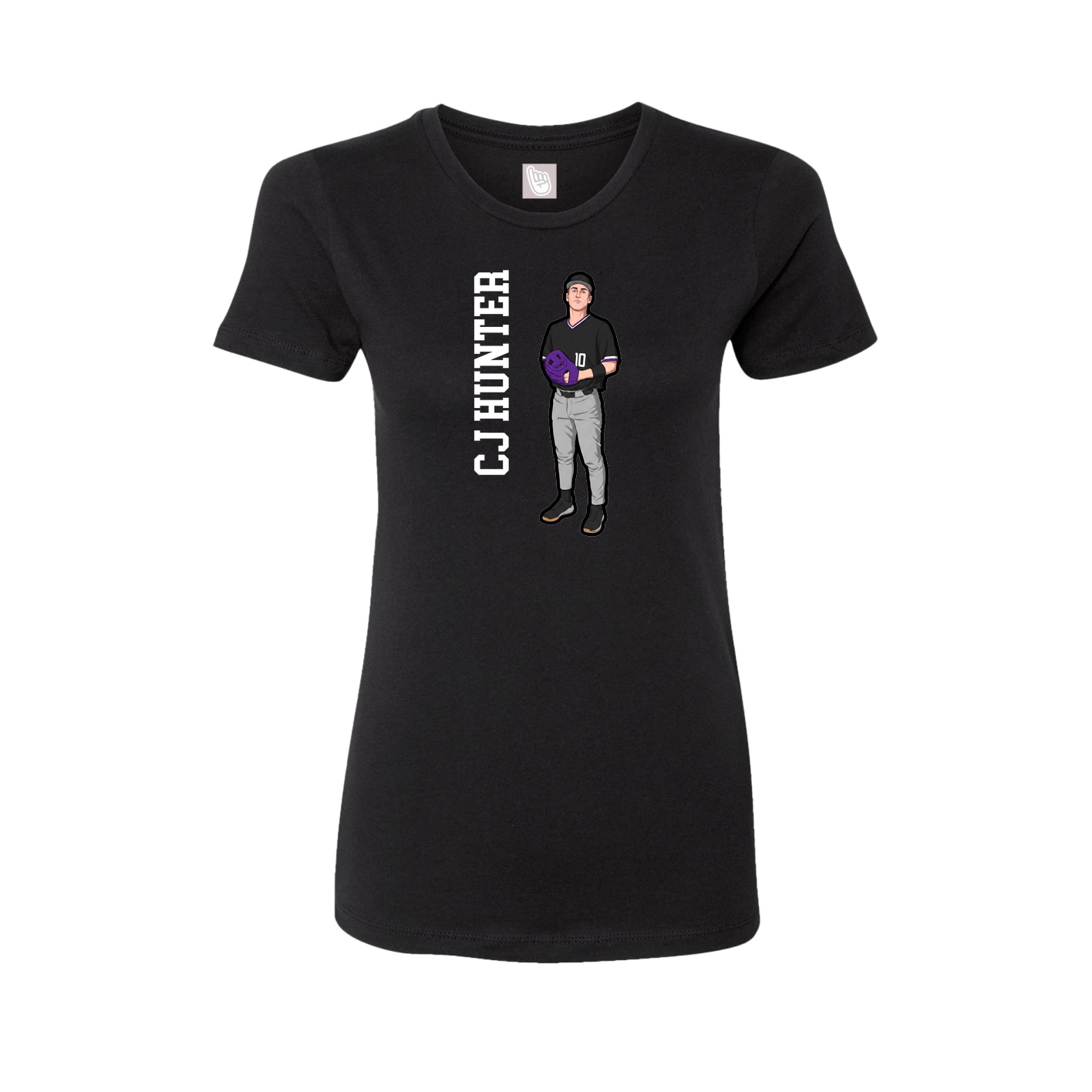 Womens Tee — Name Vertical in Black