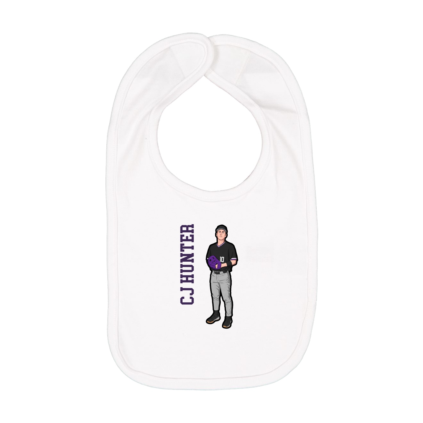 Infant Bib — Name Vertical in White