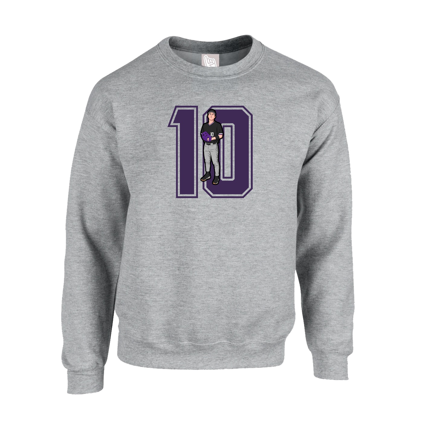 Fleece Crew — Number in Grey