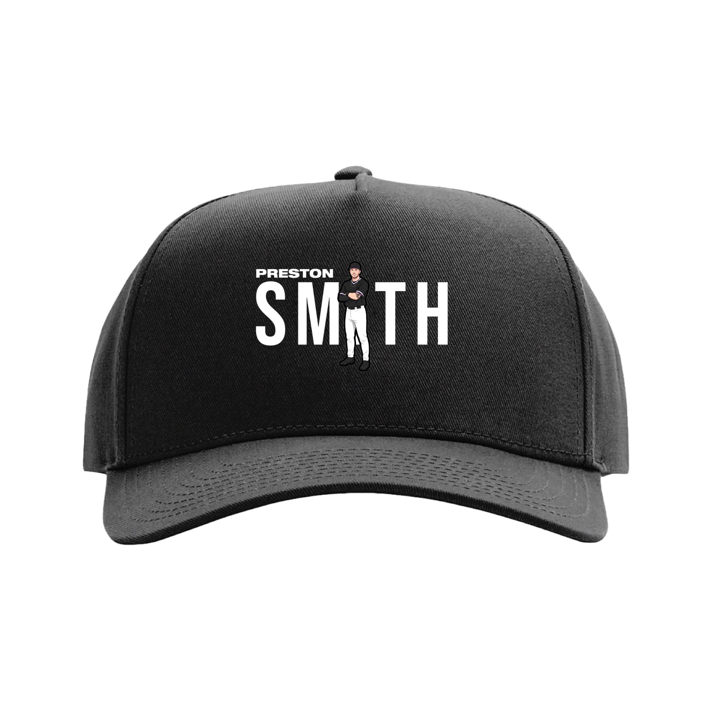Full Fabric Five-Panel Champ Cap — Player Name in Black