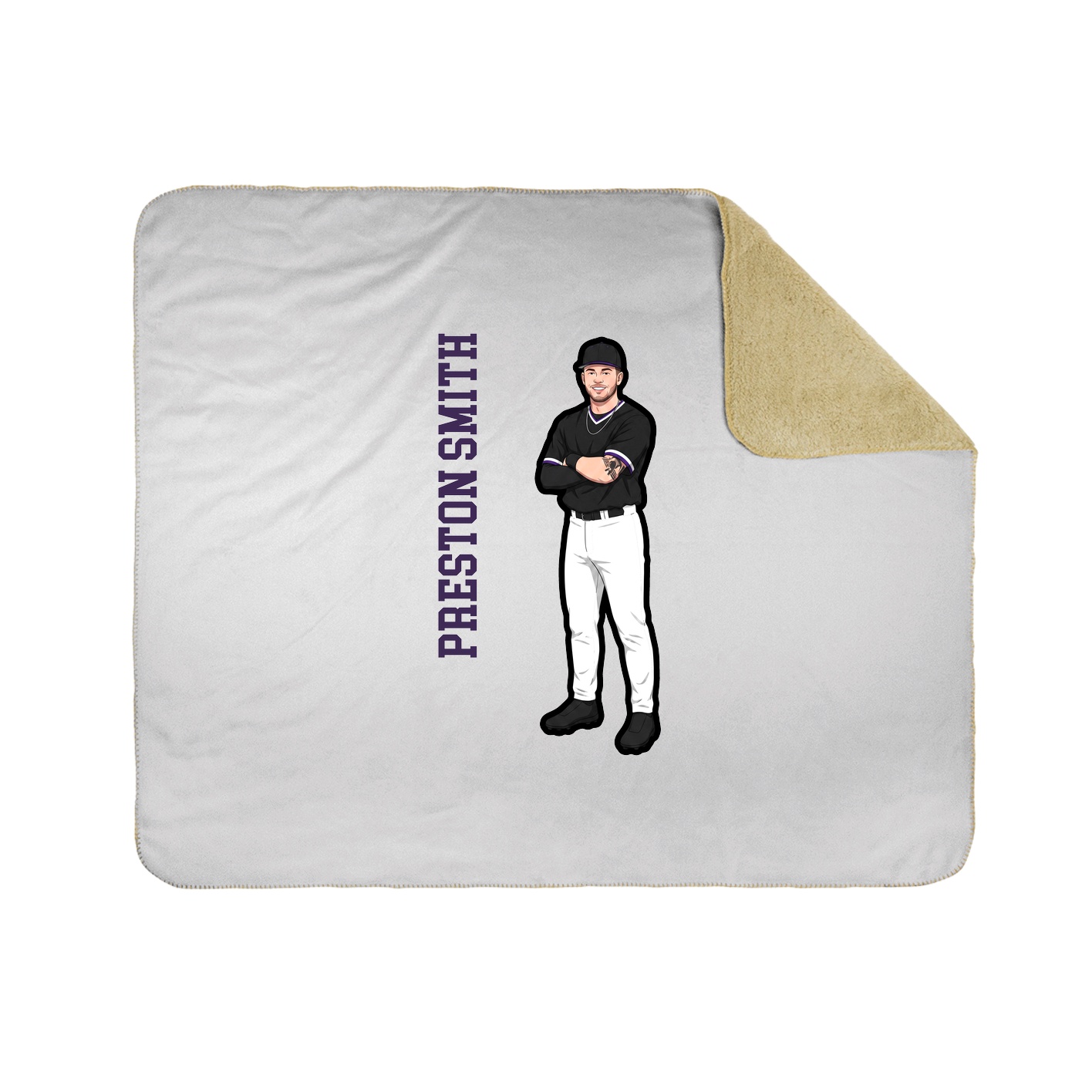 Throw Blanket — Name Vertical in White