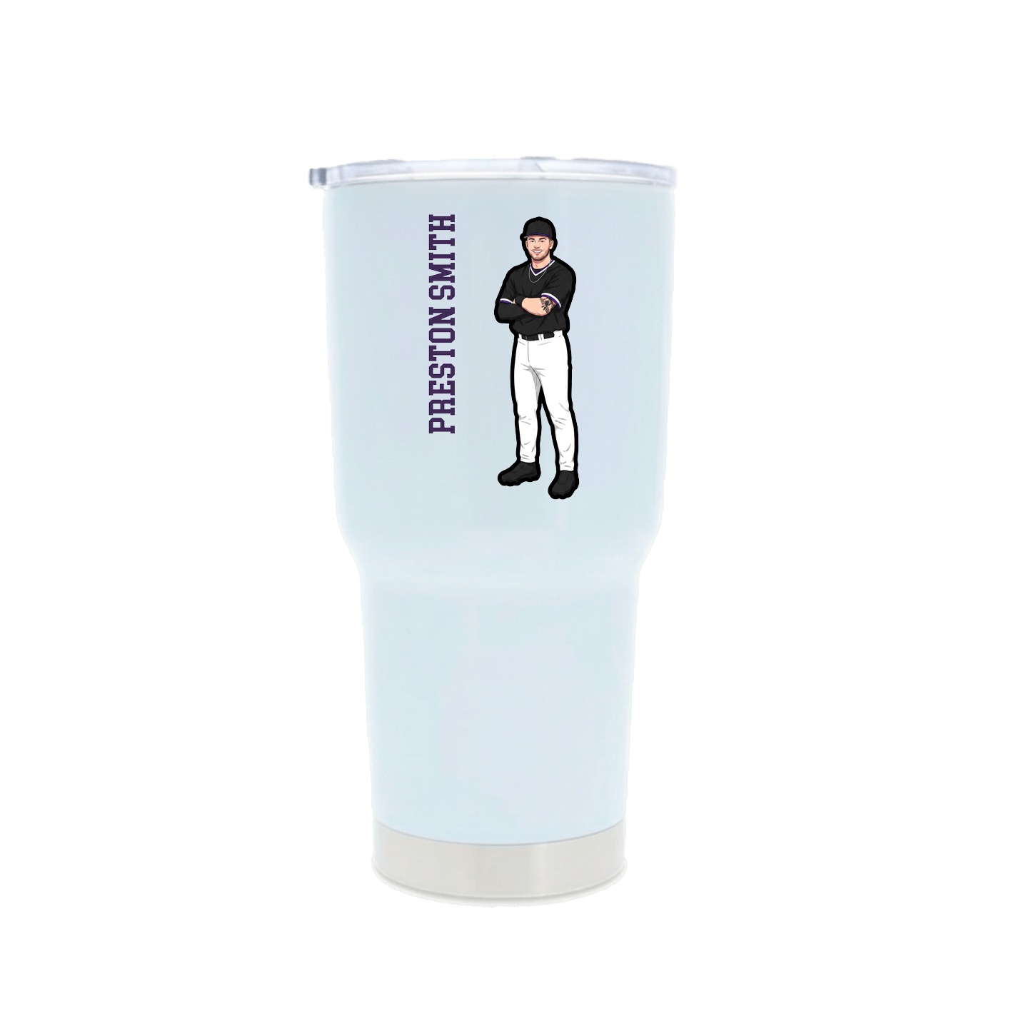 30oz Stainless Steel Tumbler — Name Vertical in White