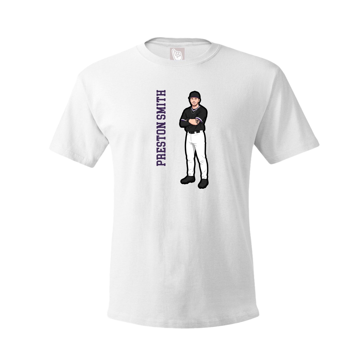 Tee — Name Vertical in White
