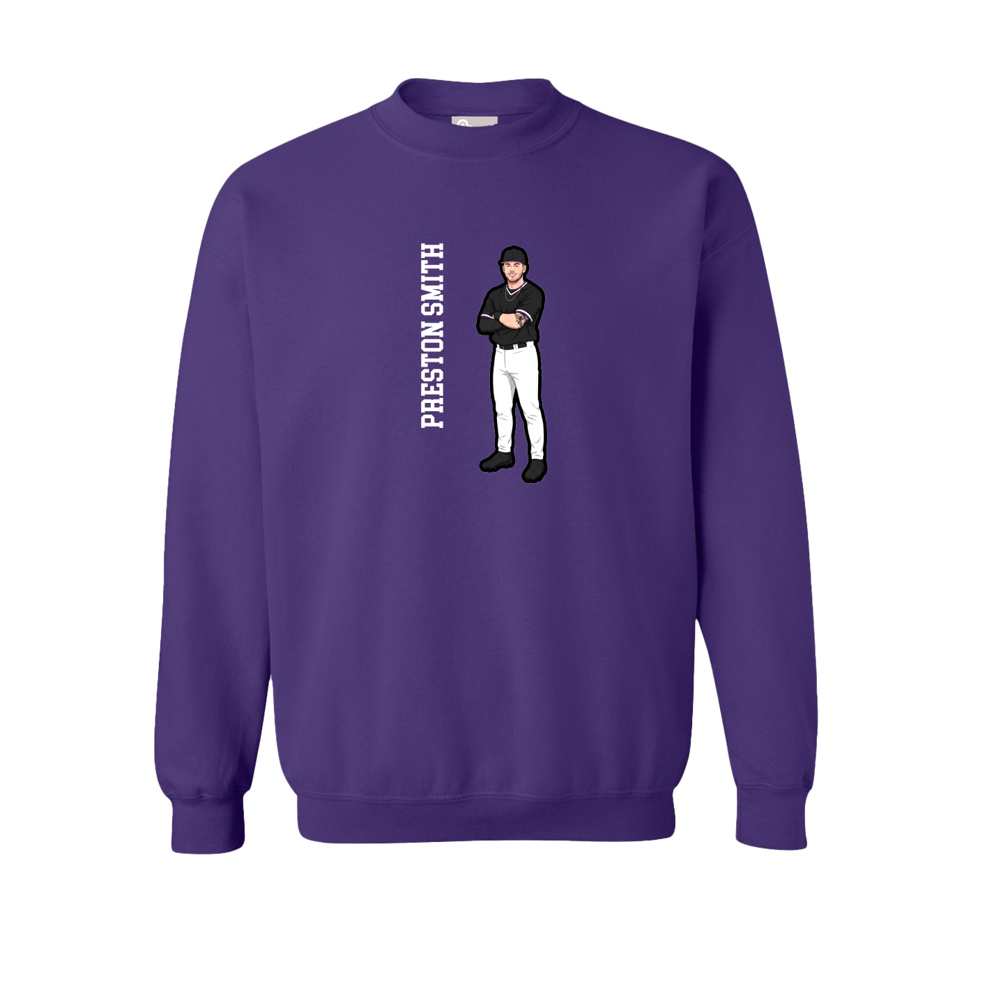 Fleece Crew — Name Vertical in Purple