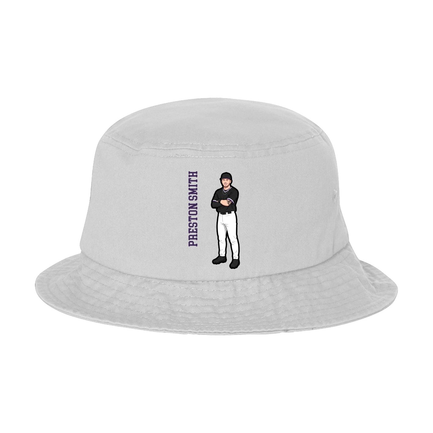Bucket Cap — Name Vertical in White
