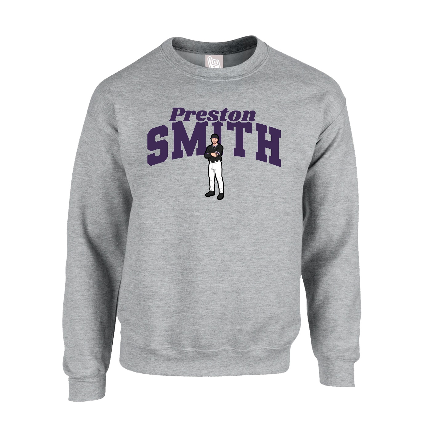 Fleece Crew — Signature Arch in Grey