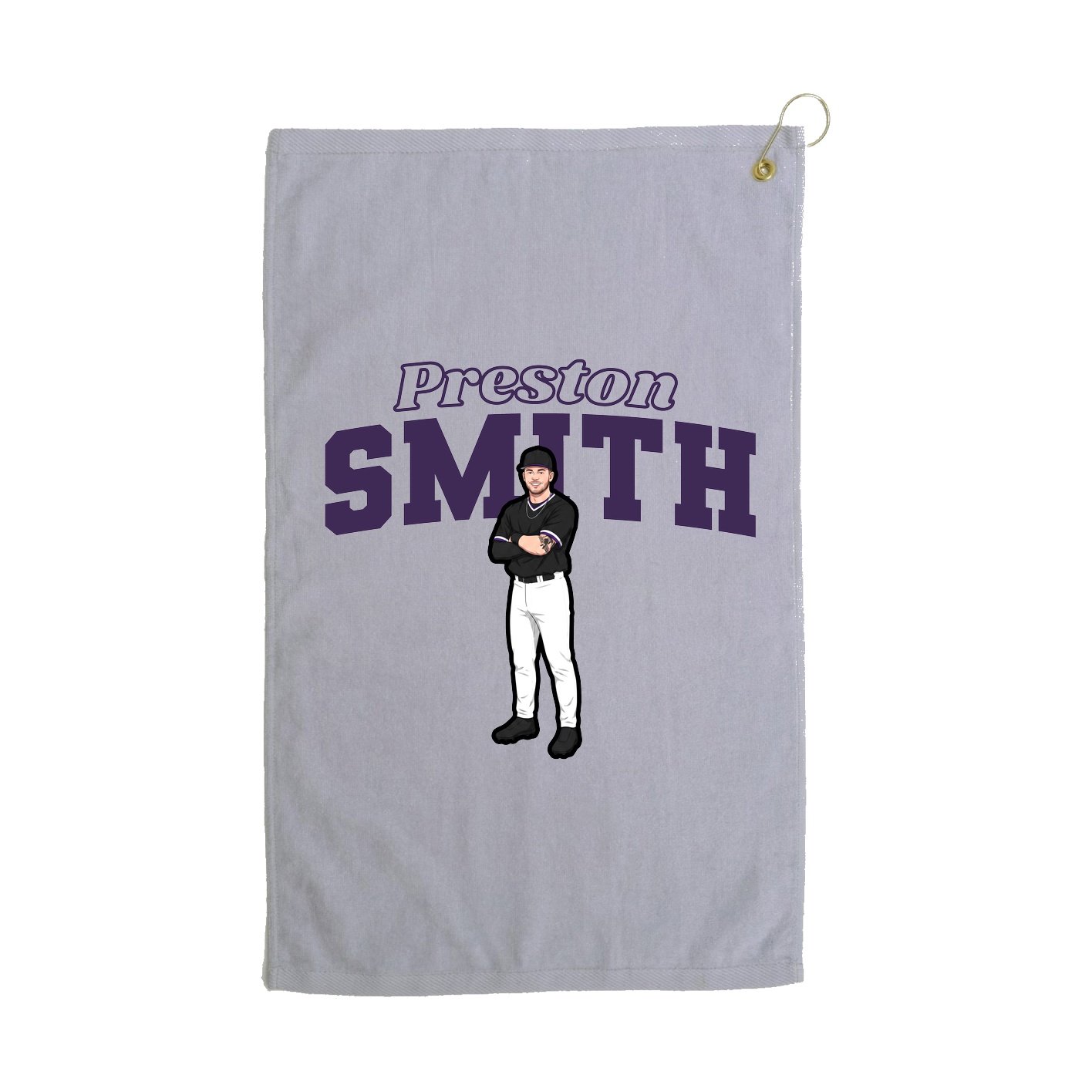 Golf Towel — Name Arch in Grey
