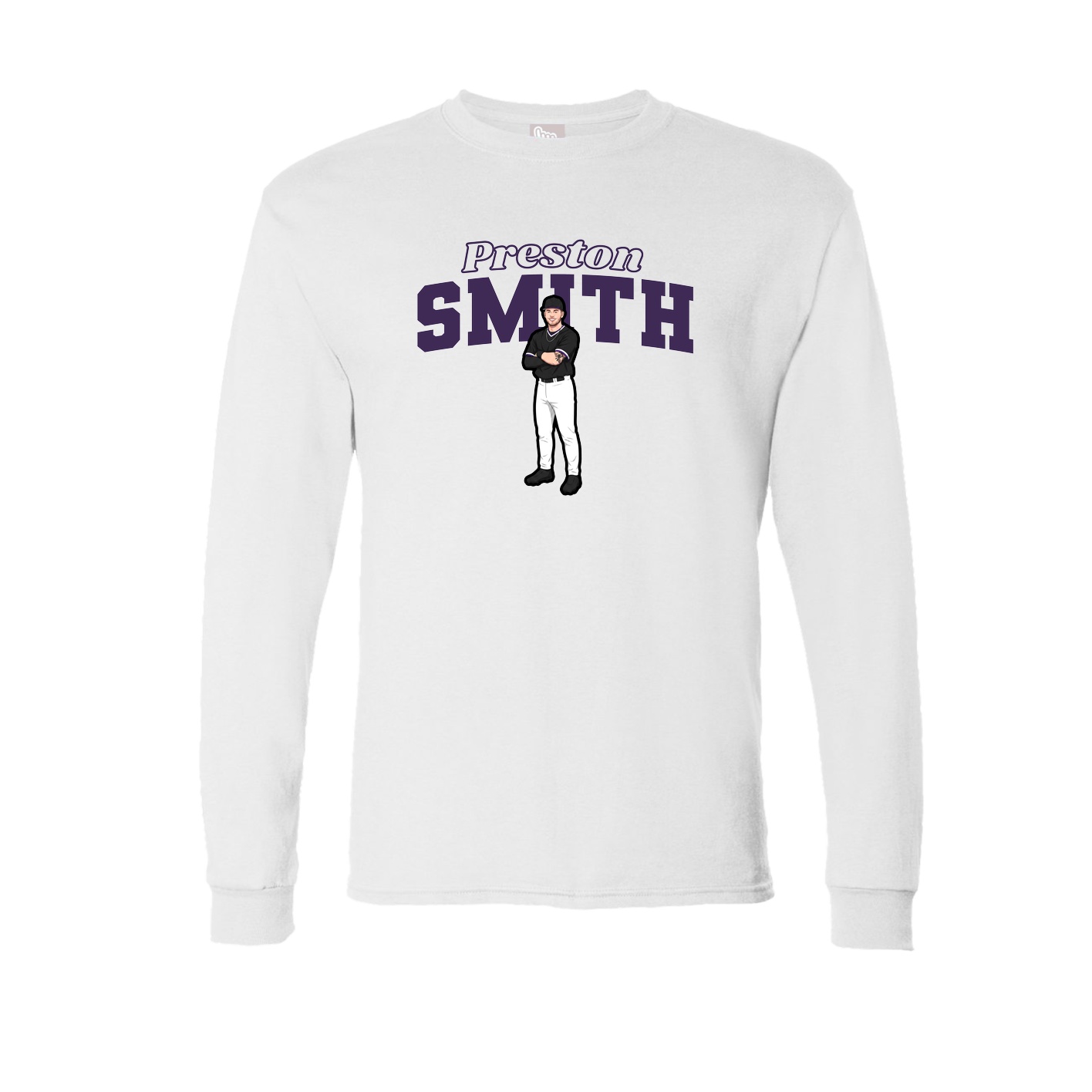 Long Sleeve Tee — Name Arch in White