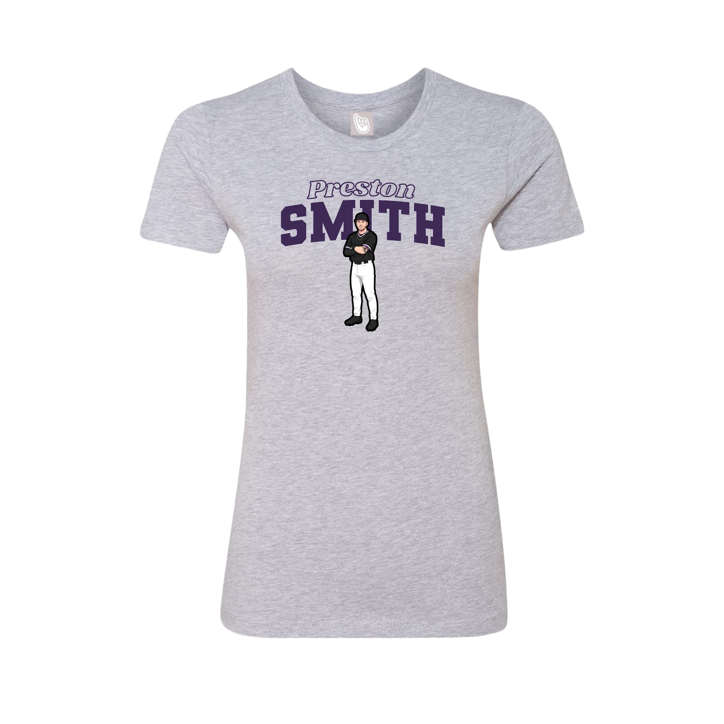 Fitted Women's Tee — Name Arch in Grey