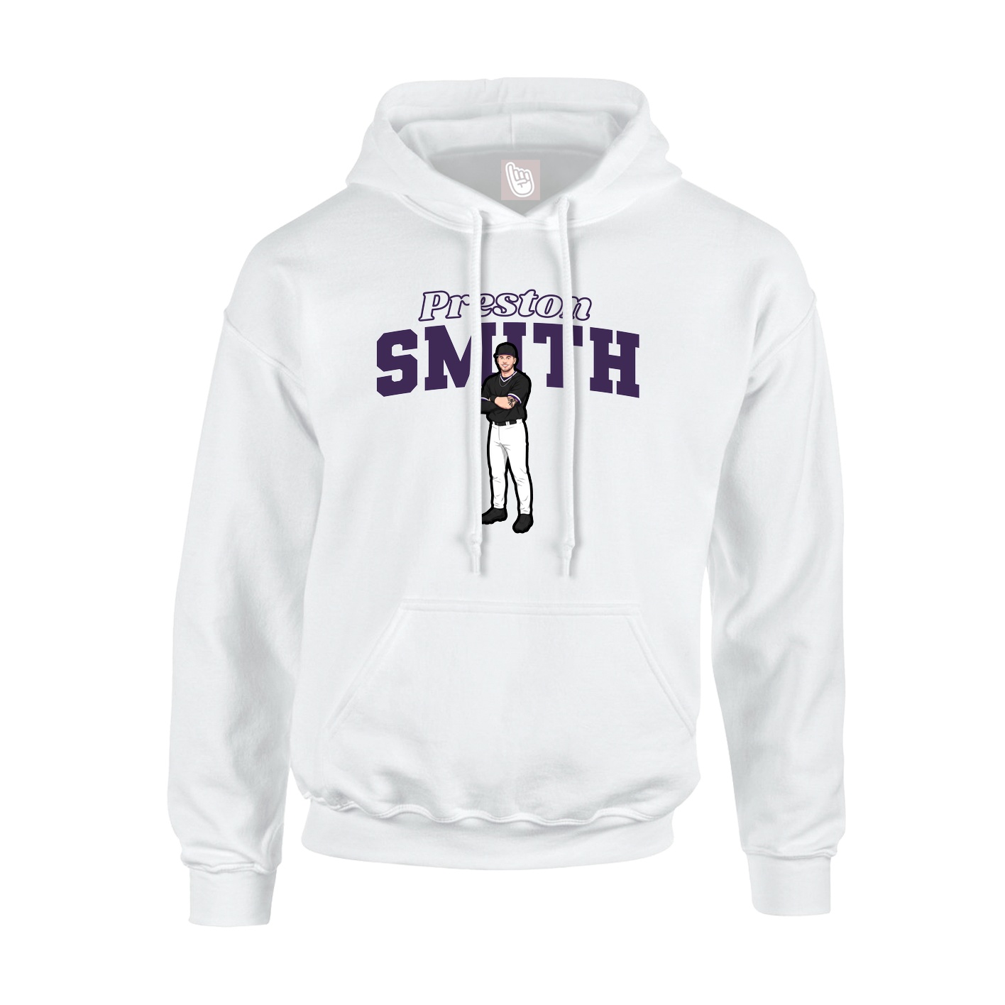 Youth Hoodie — Name Arch in White