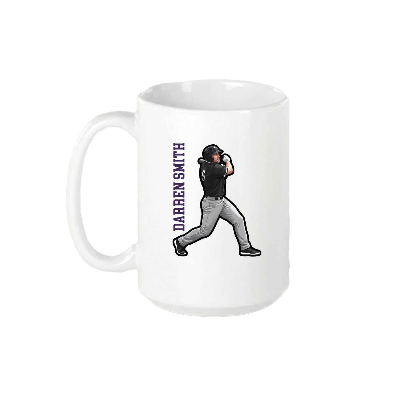15oz Coffee Mug — Name Vertical in White