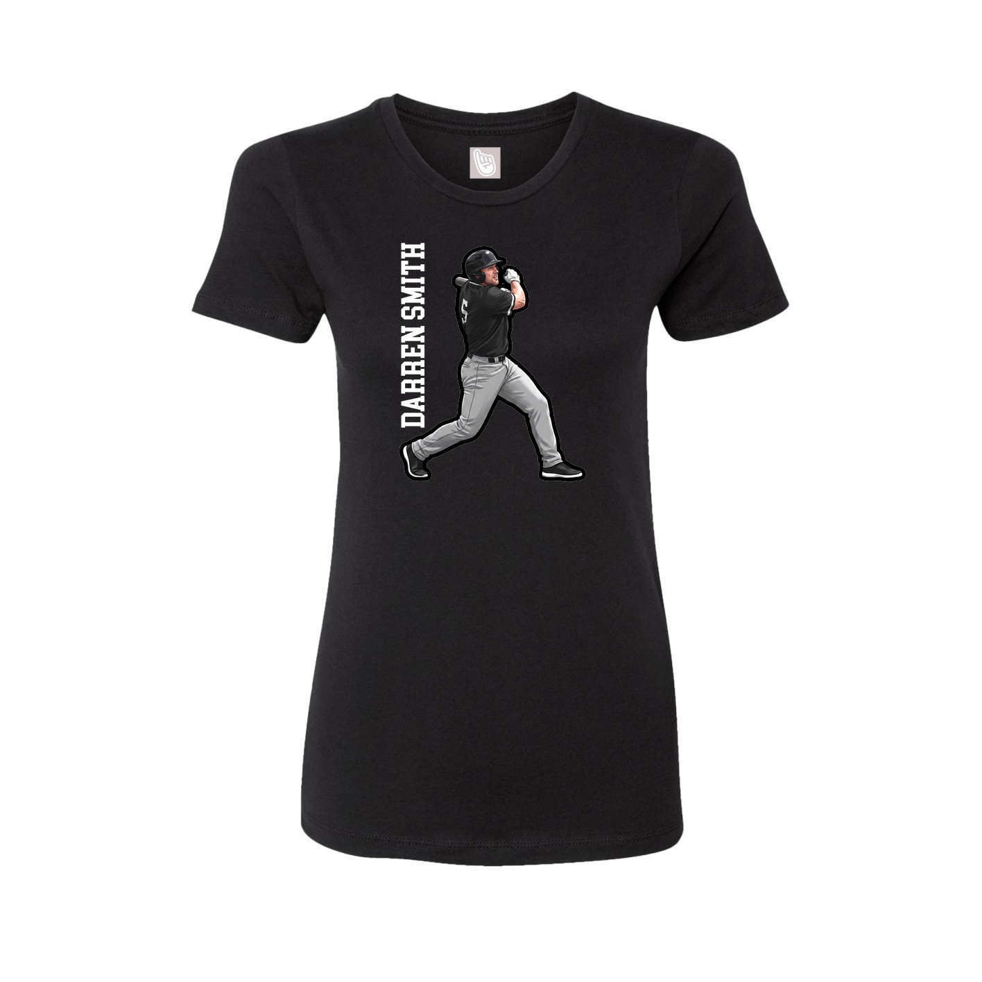 Fitted Women's Tee — Name Vertical in Black