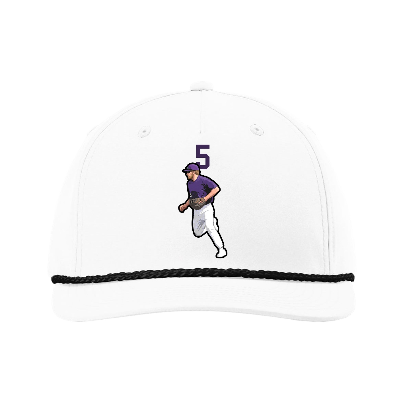 Five-Panel Classic Rope Cap — Number Top in White