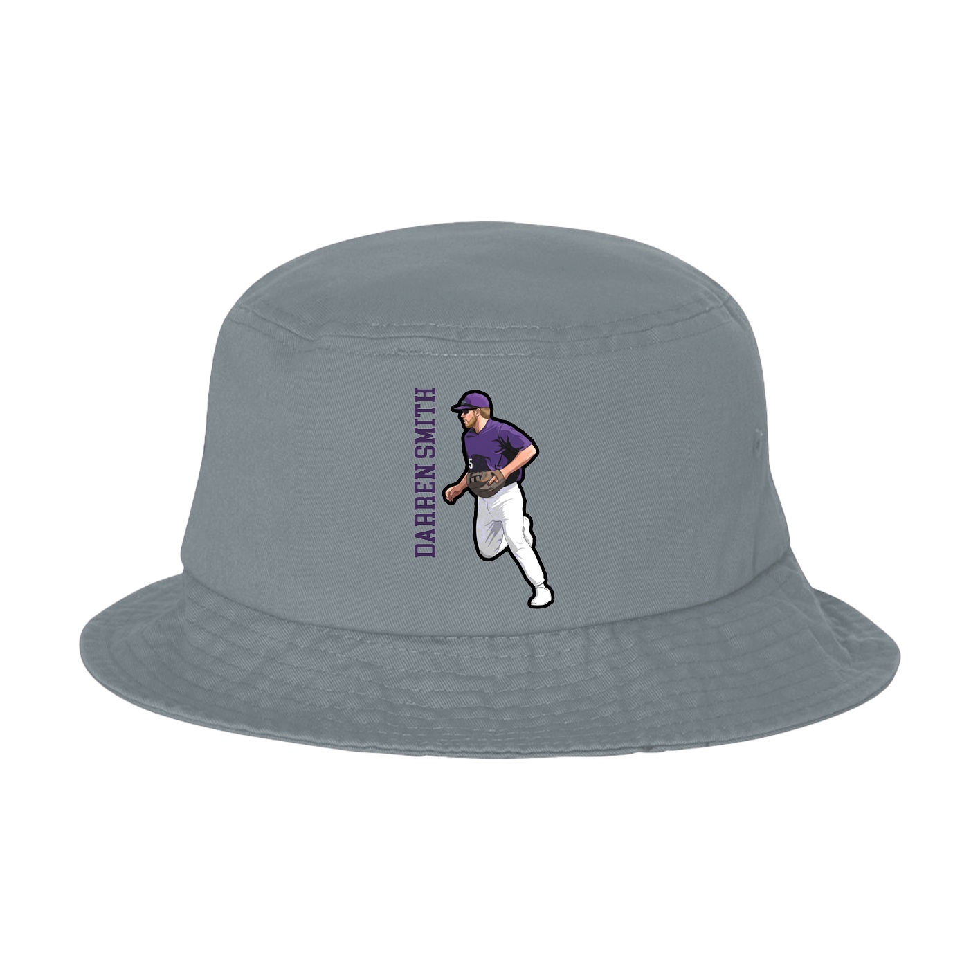 Bucket Cap — Name Vertical in Grey