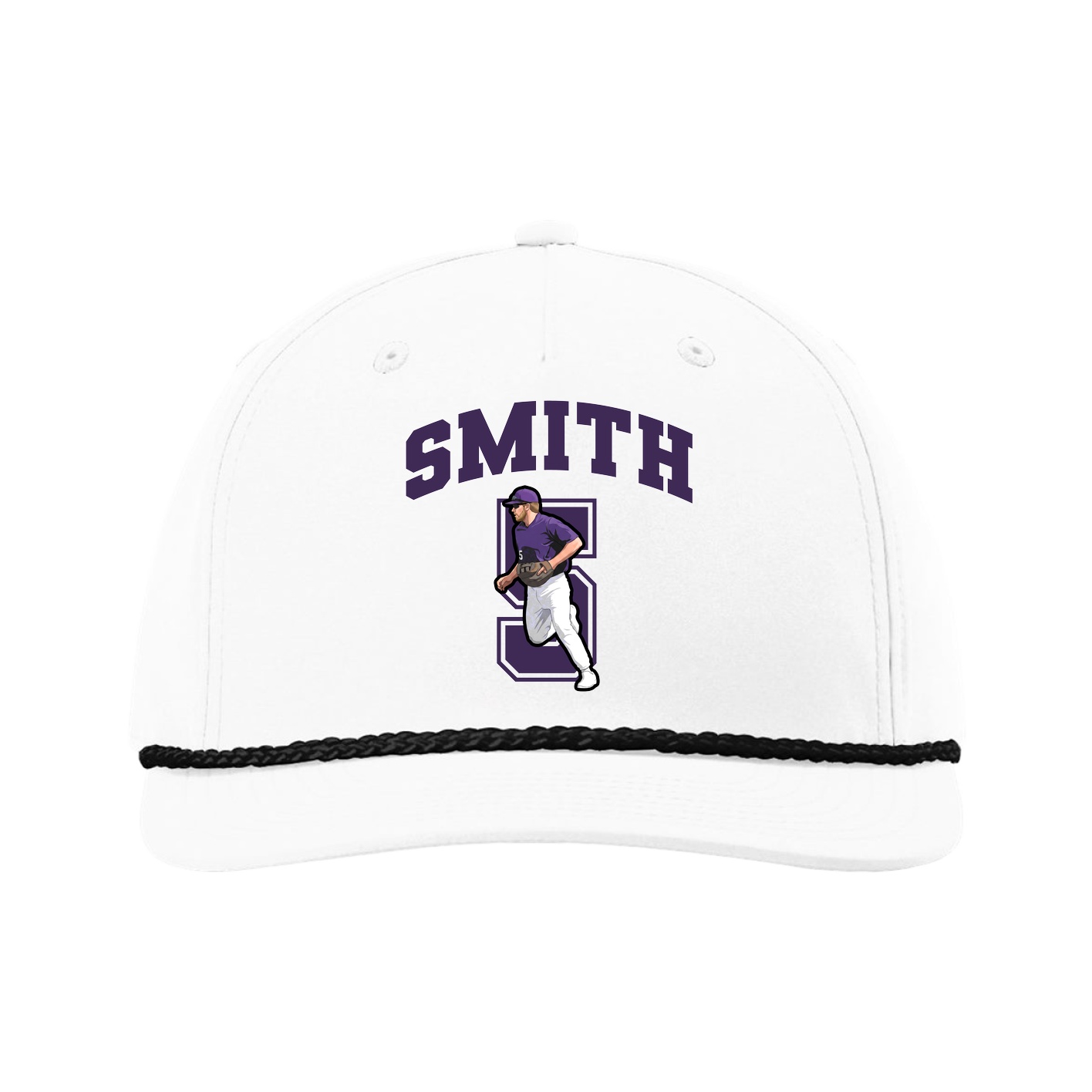 Five-Panel Classic Rope Cap — Number in White