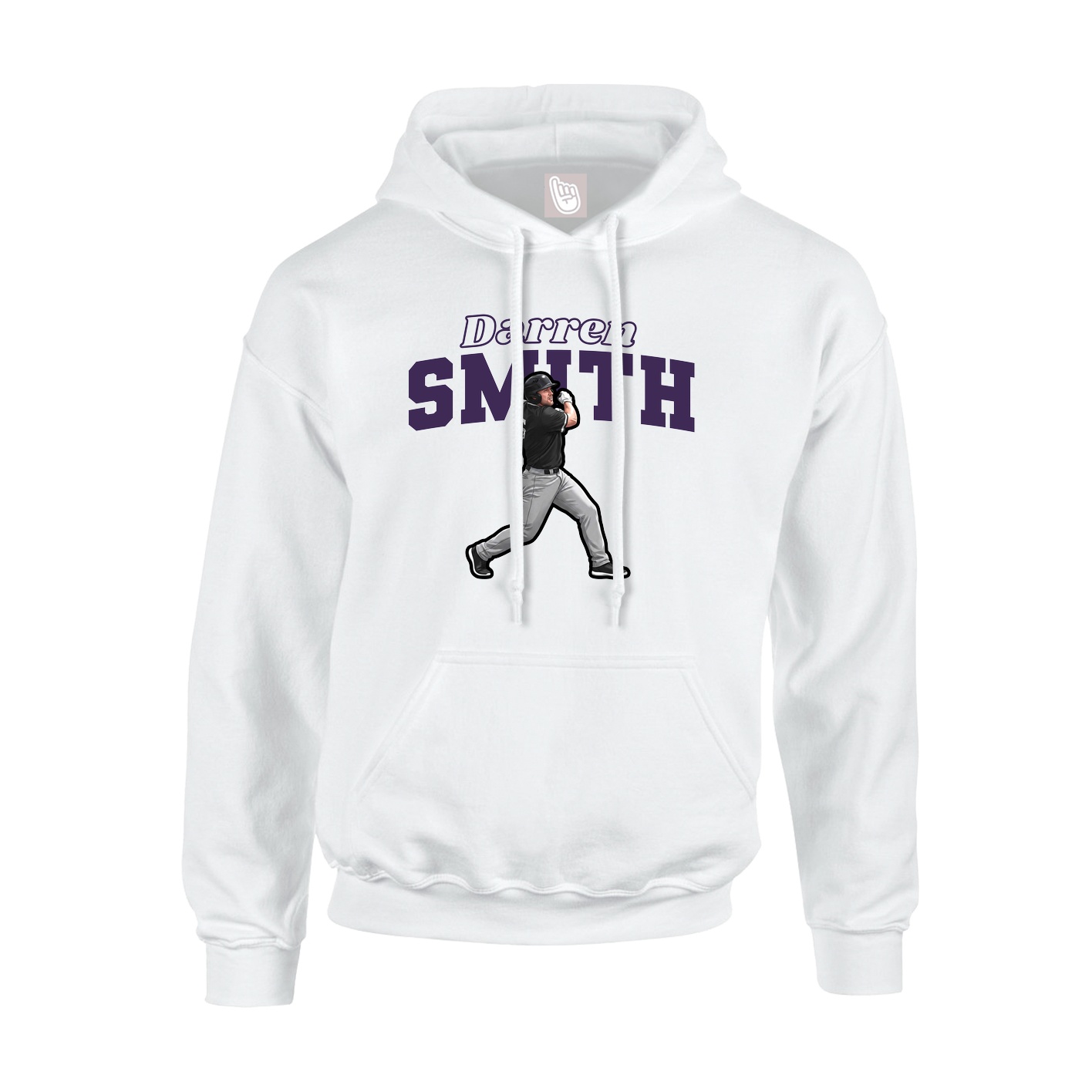 Youth Hoodie — Name Arch in White