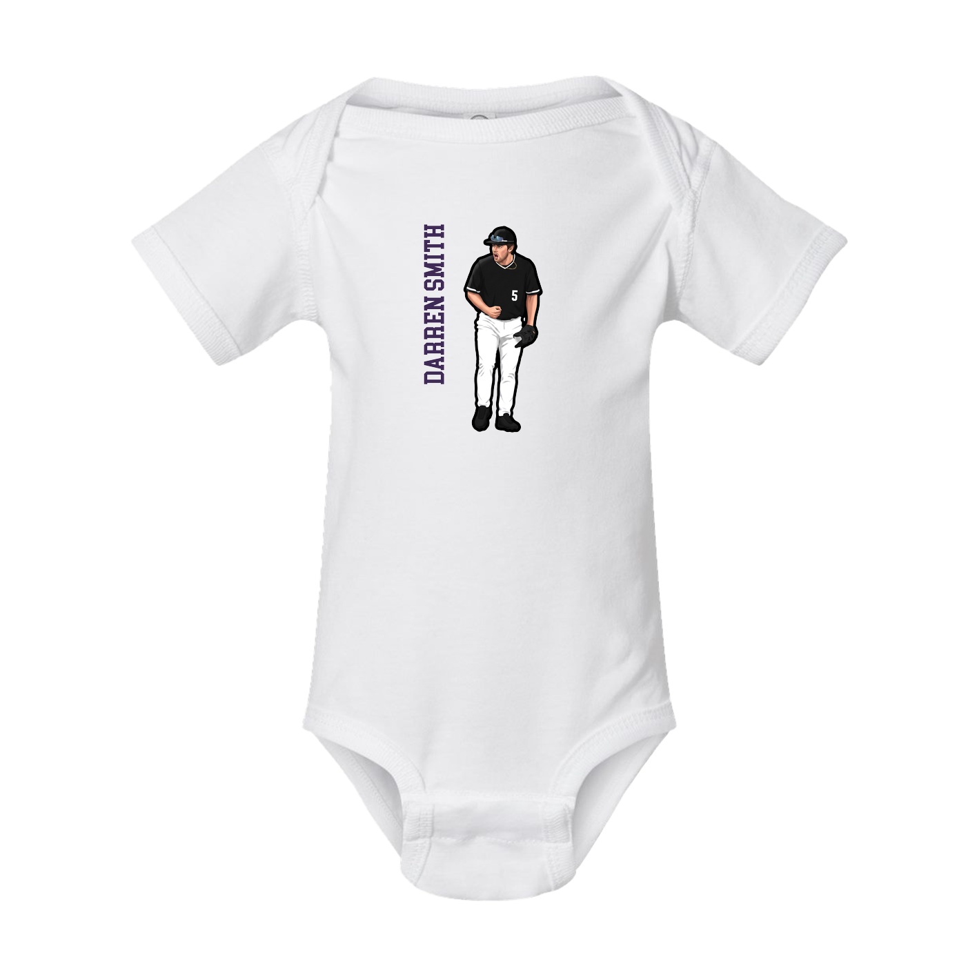 Baby Onesie — Name Vertical in White