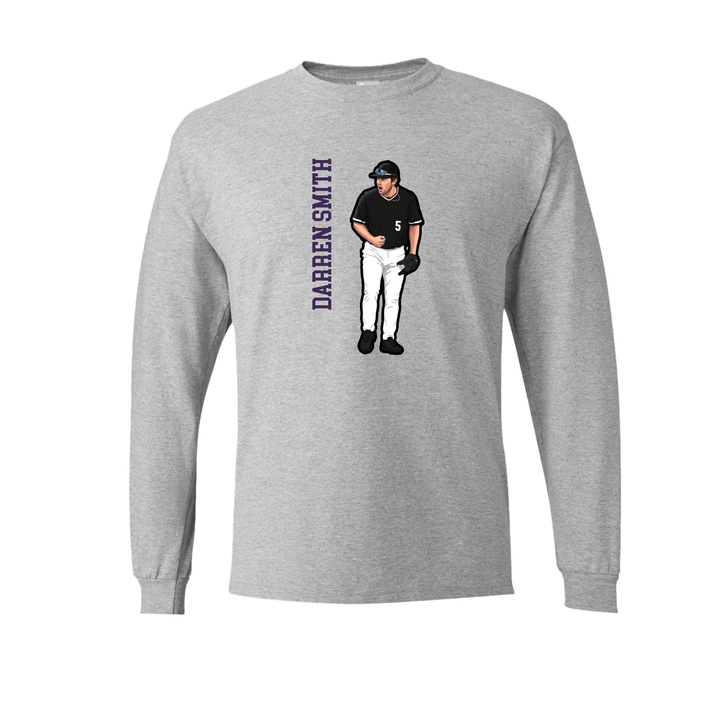 Long Sleeve Tee — Name Vertical in Grey