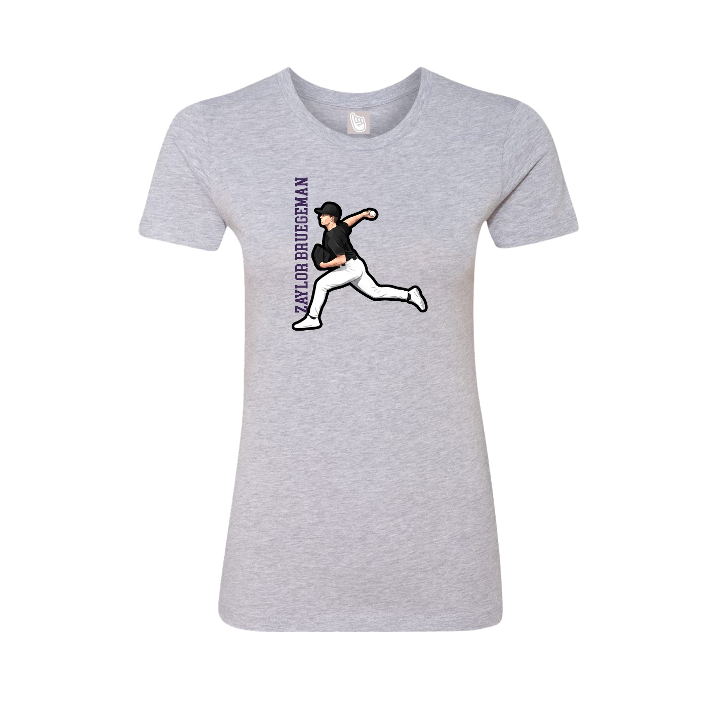 Fitted Women's Tee — Name Vertical in Grey