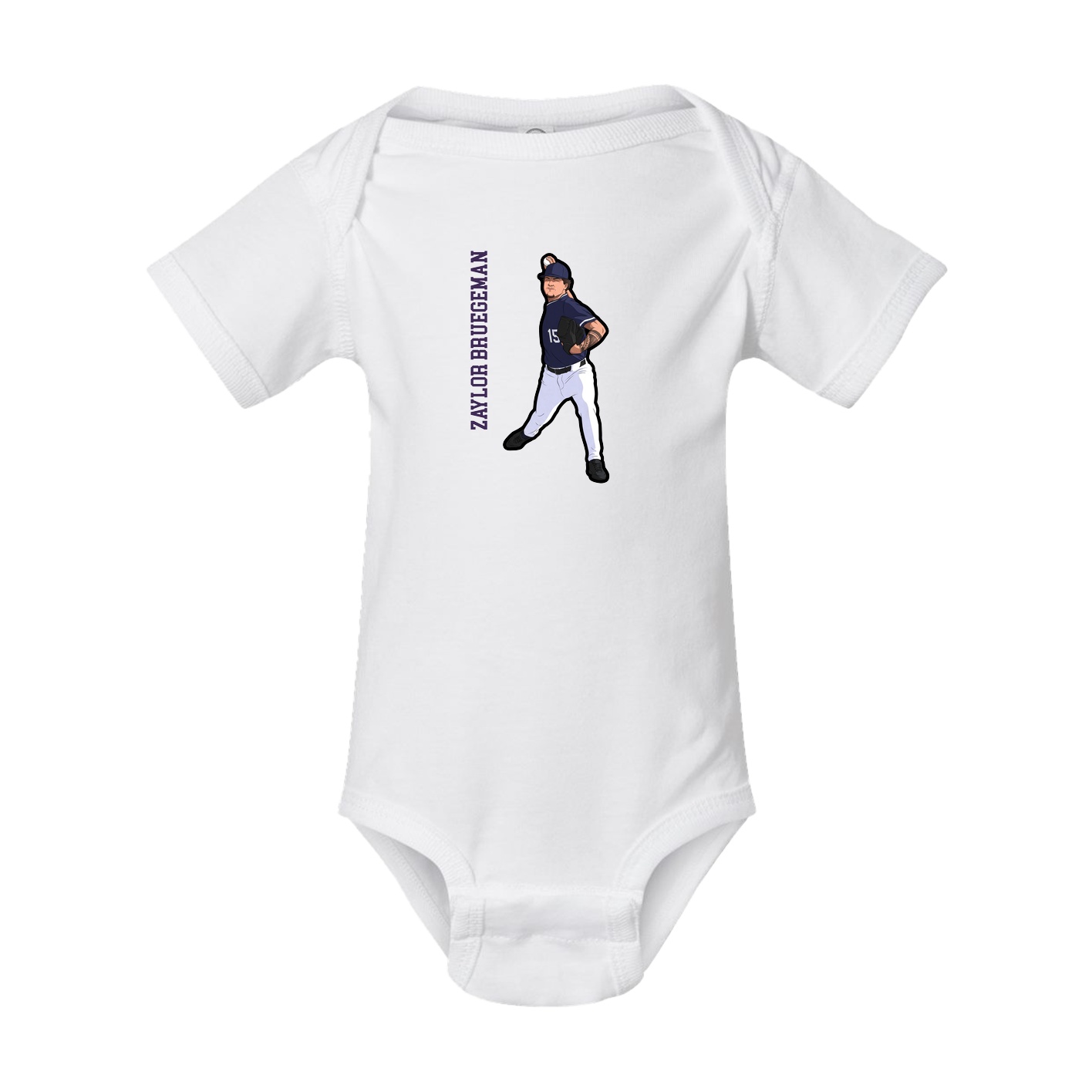 Baby Onesie — Name Vertical in White