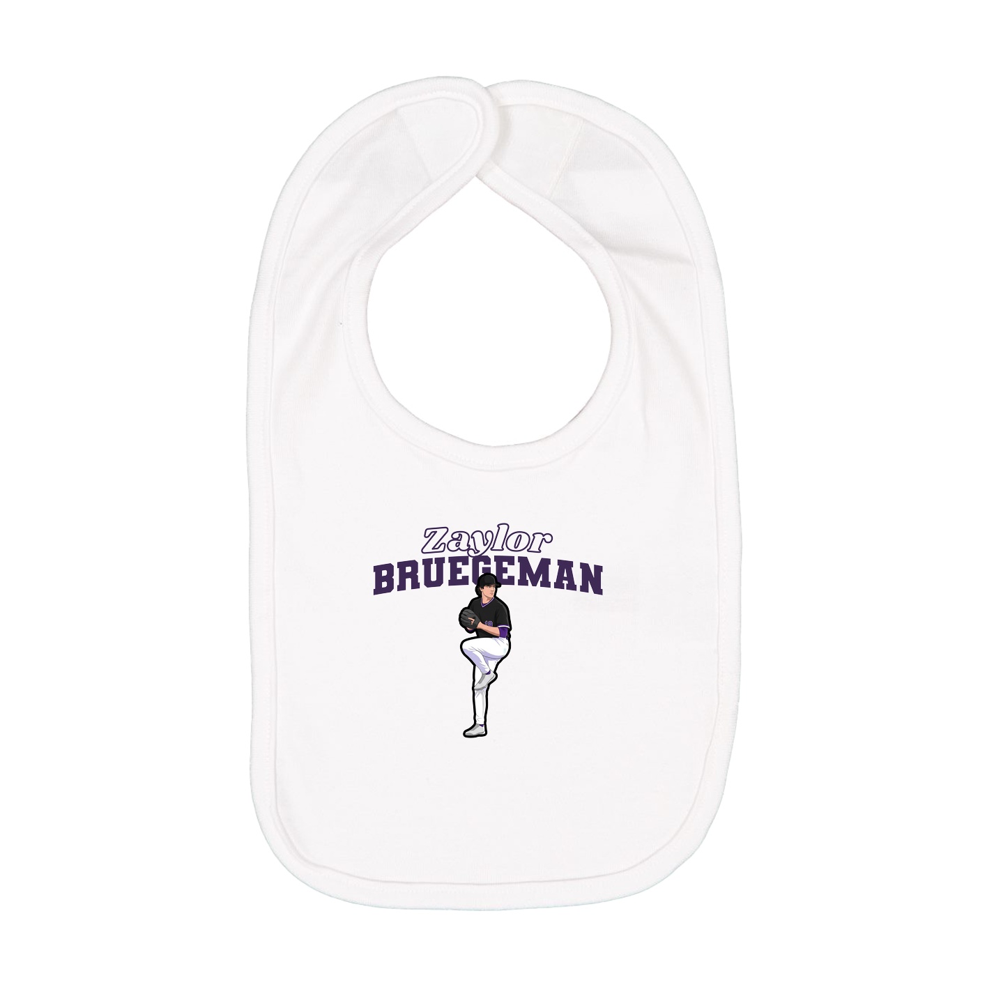 Infant Bib — Name Arch in White