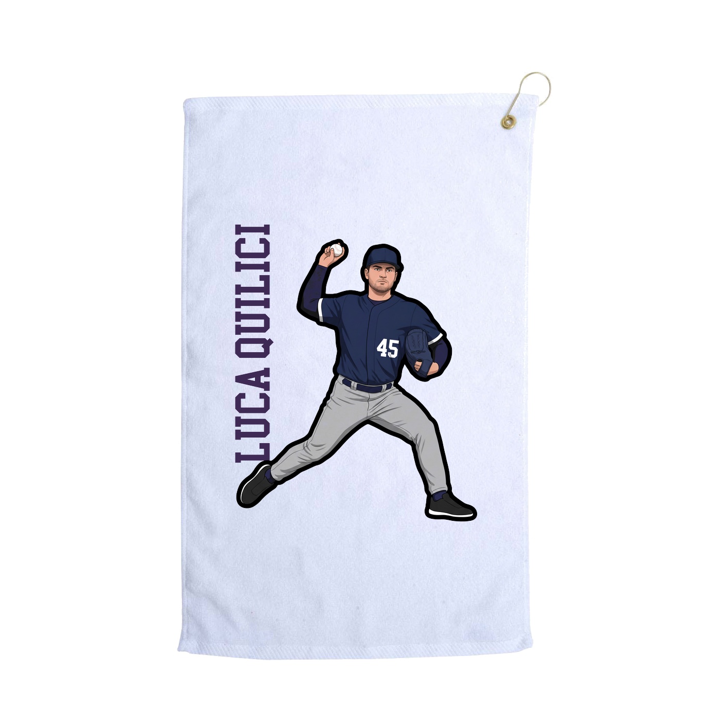 Golf Towel — Name Vertical in White