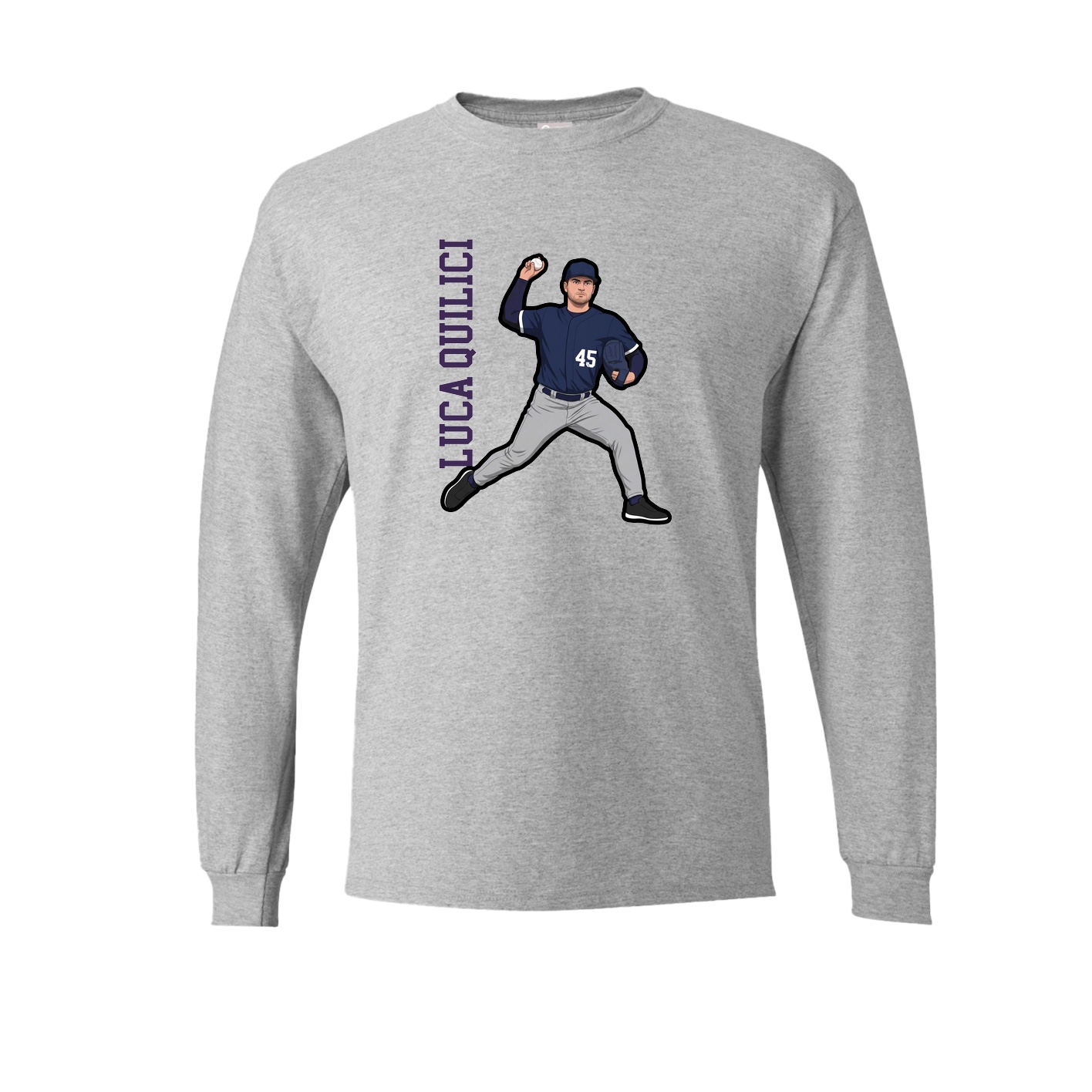 Long Sleeve Tee — Name Vertical in Grey