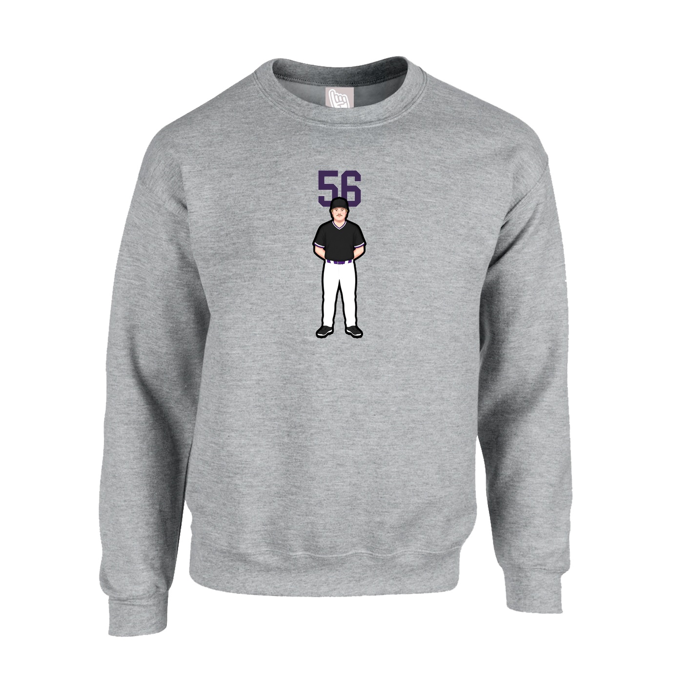 Fleece Crew — Number Top in Grey