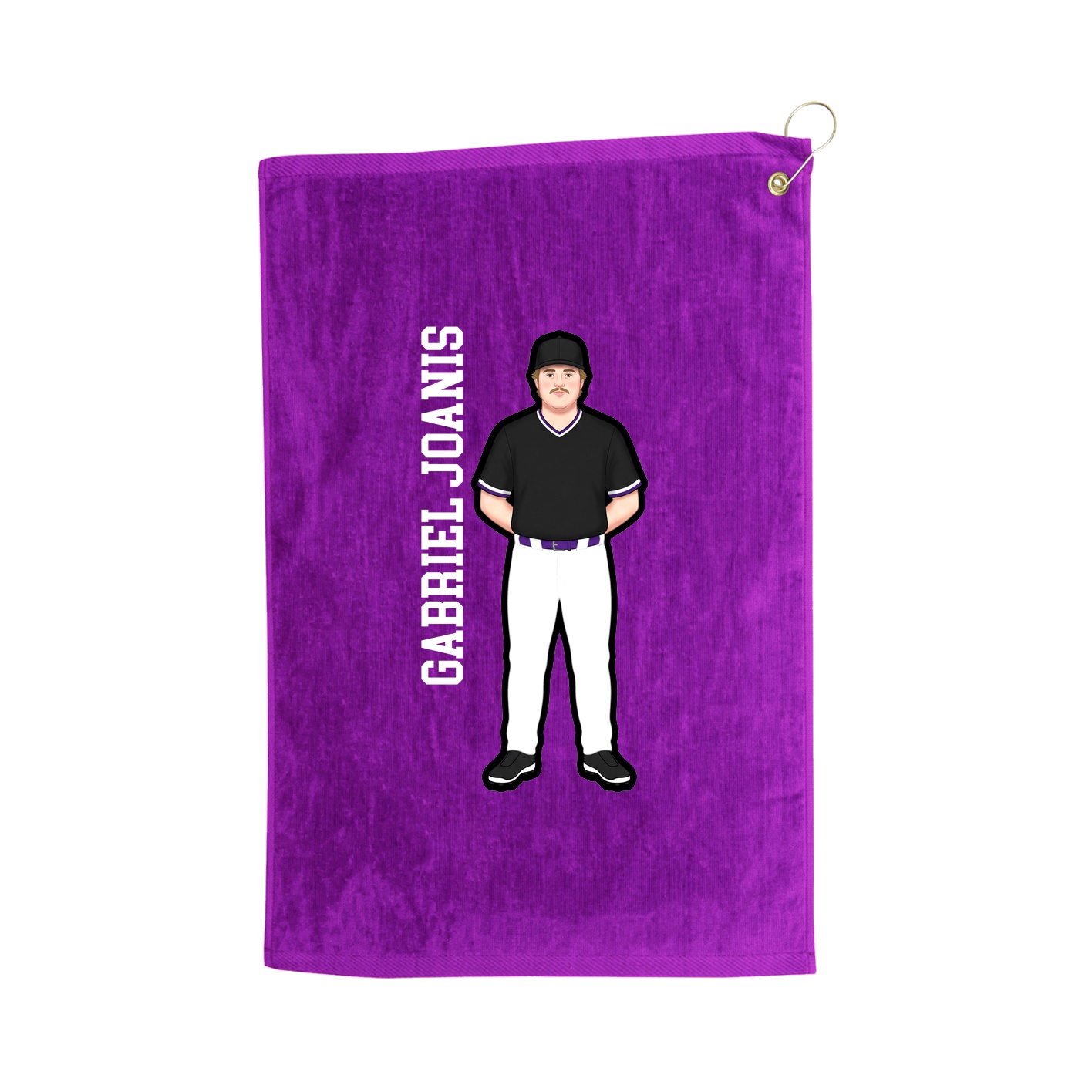 Golf Towel — Name Vertical in Purple