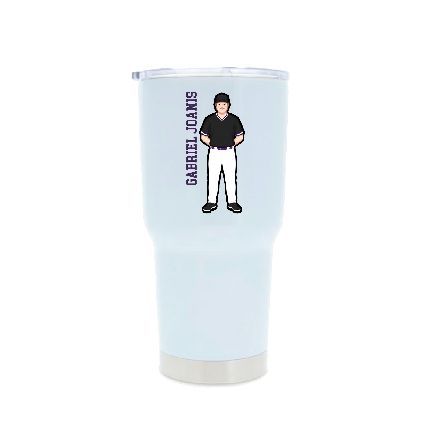 30oz Stainless Steel Tumbler — Name Vertical in White