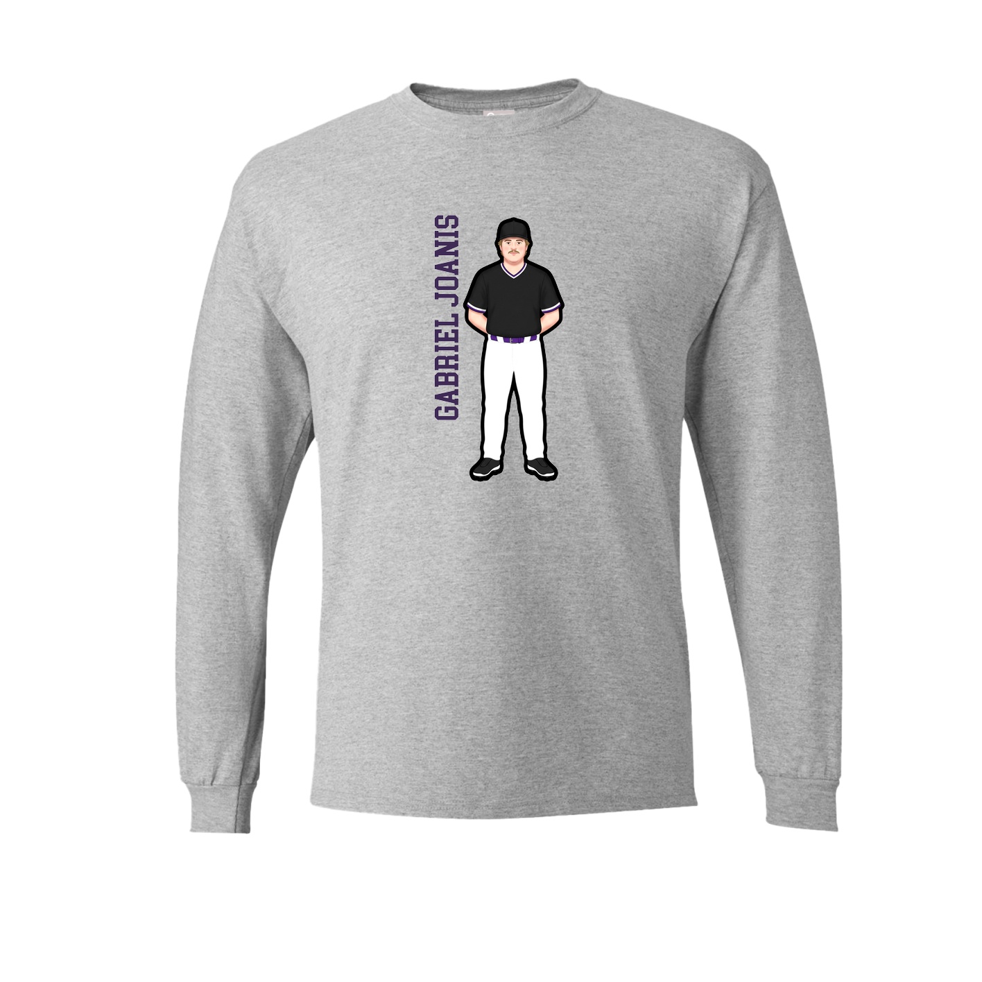 Long Sleeve Tee — Name Vertical in Grey