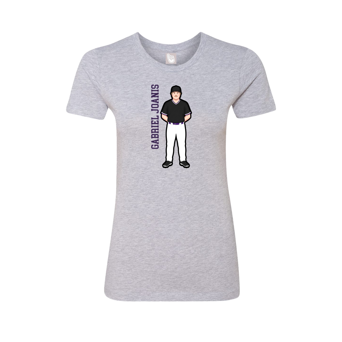 Fitted Women's Tee — Name Vertical in Grey