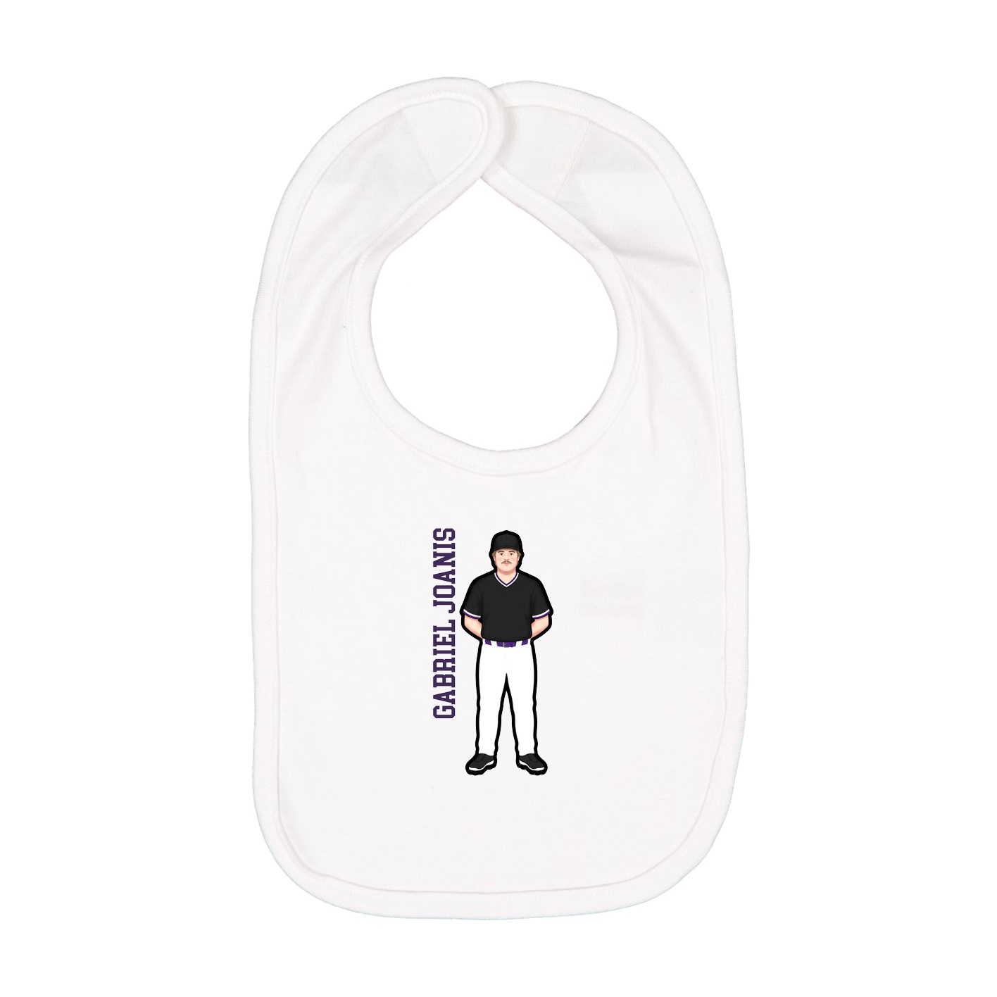 Infant Bib — Name Vertical in White