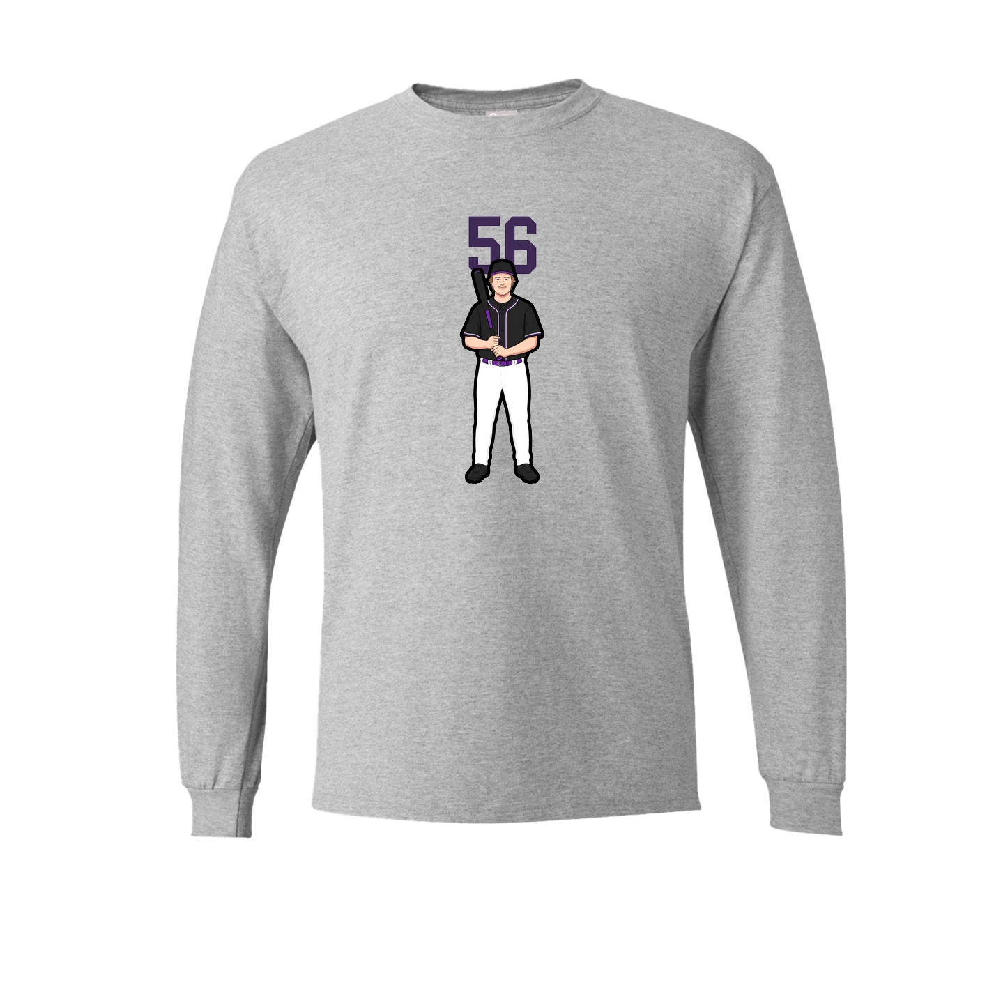 Long Sleeve Tee — Number Top in Grey