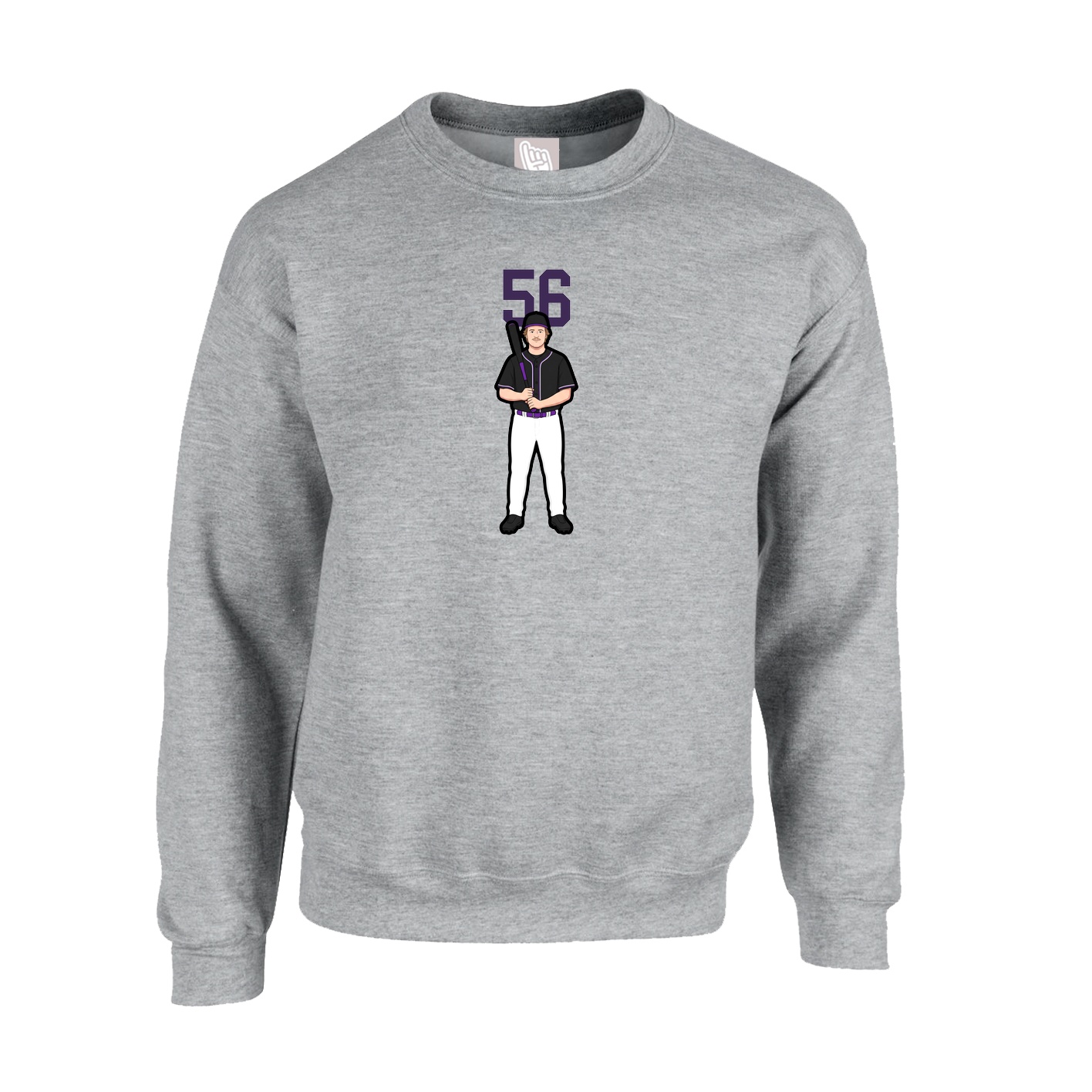 Fleece Crew — Number Top in Grey
