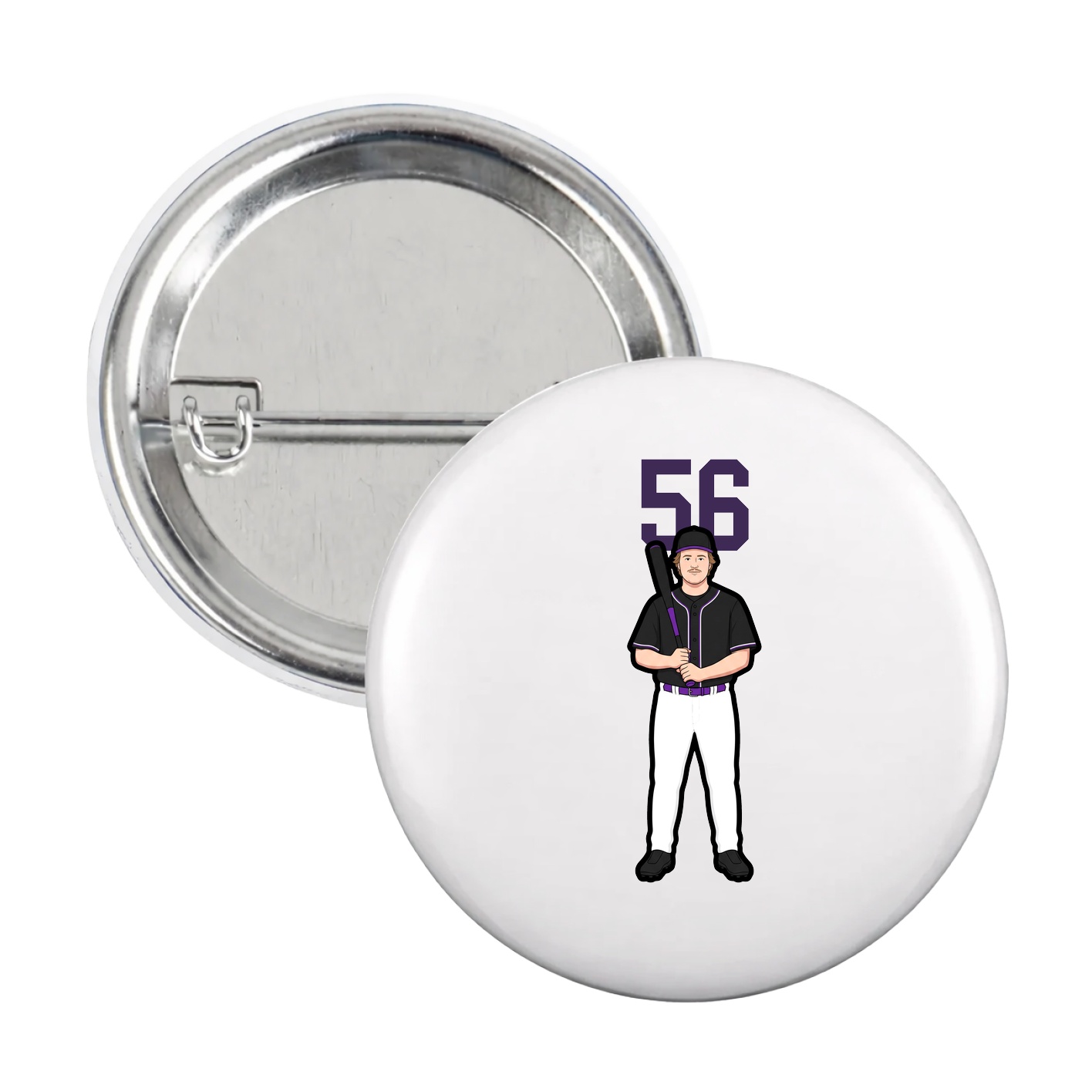 Game Day Button — Number Top in White