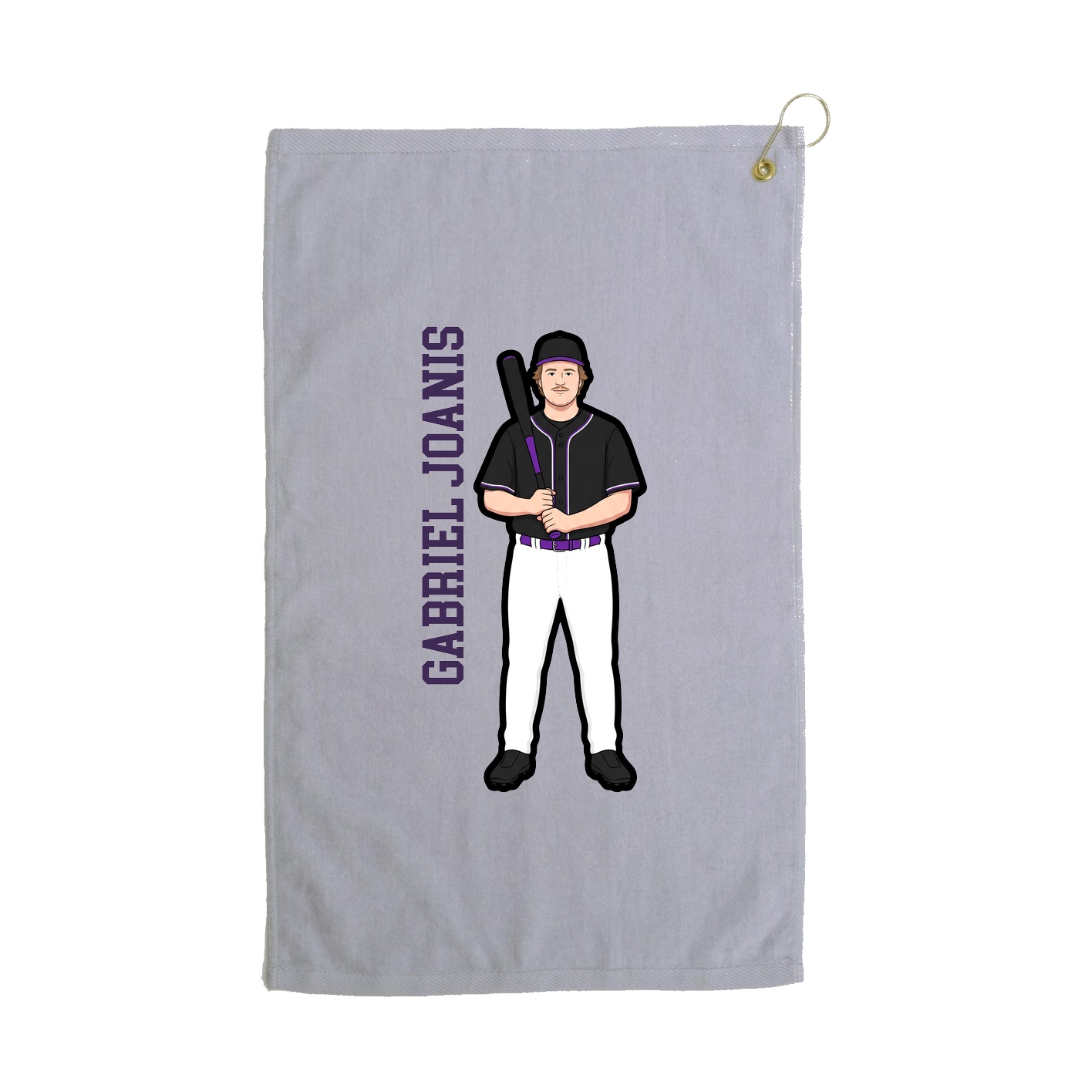 Golf Towel — Name Vertical in Grey