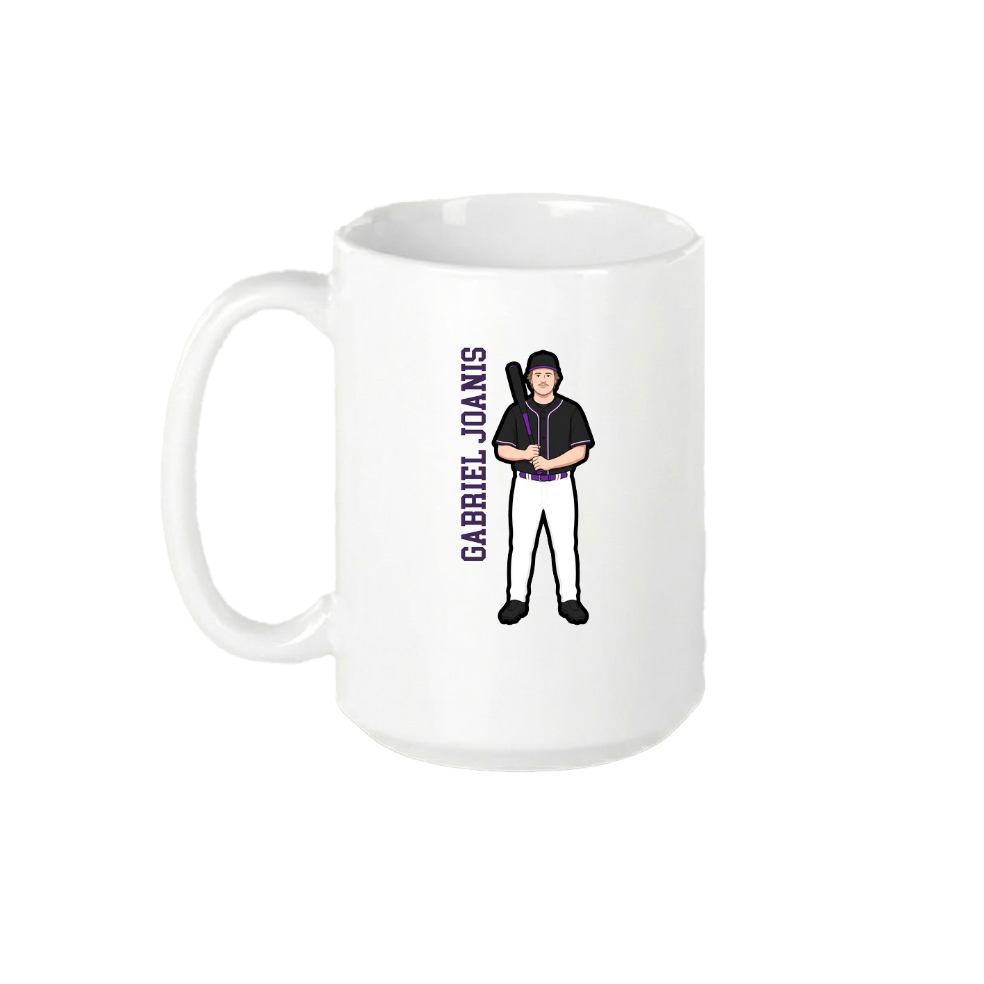 15oz Coffee Mug — Name Vertical in White