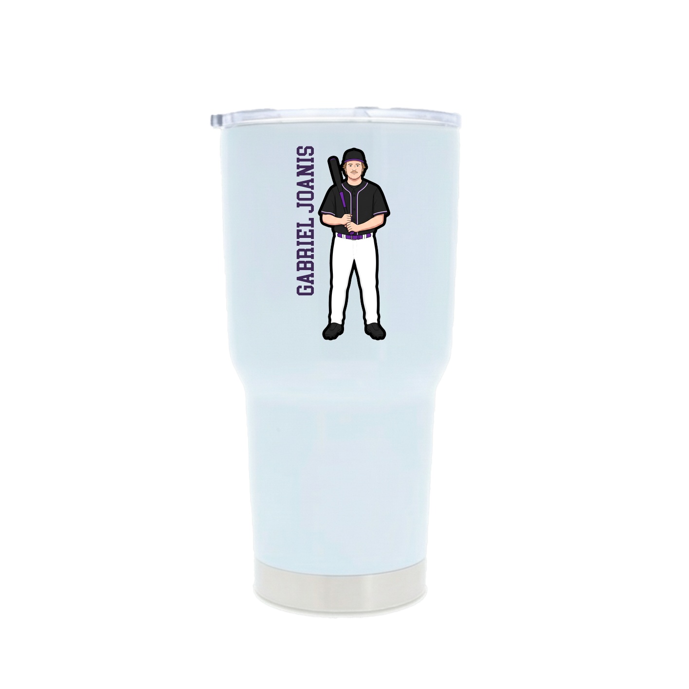 30oz Stainless Steel Tumbler — Name Vertical in White